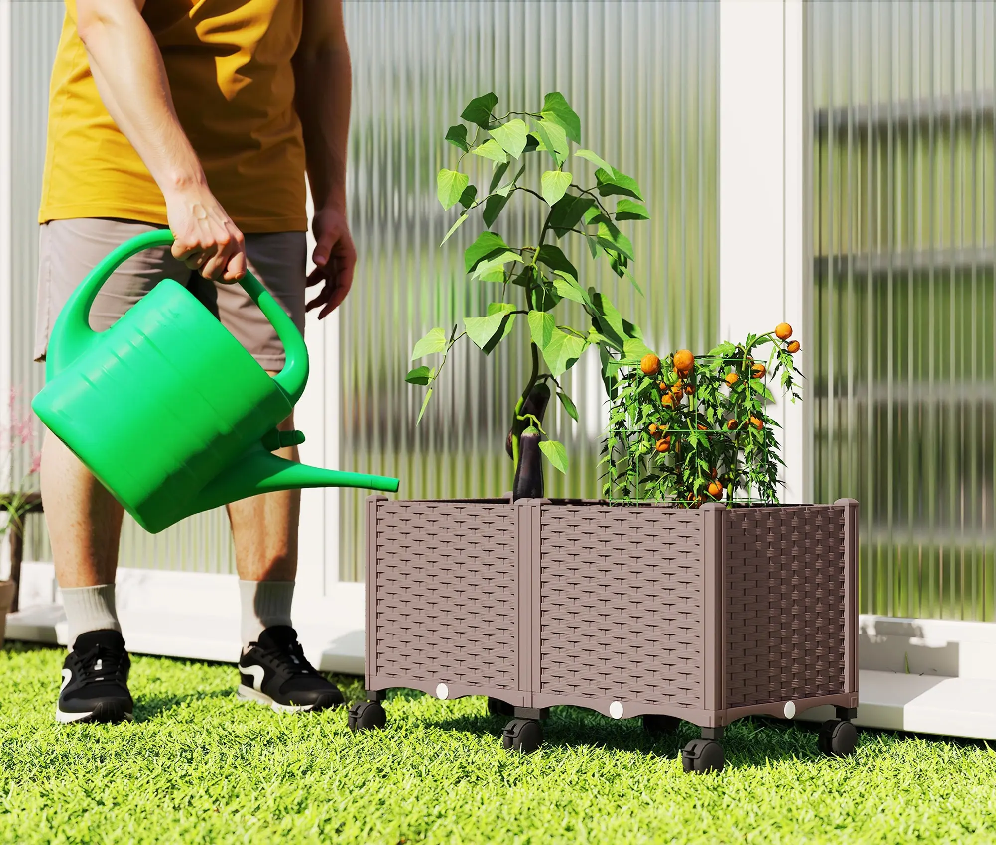 Приподнятая грядка на колесах Outsunny 84H-592V00BN (Brown) - 6