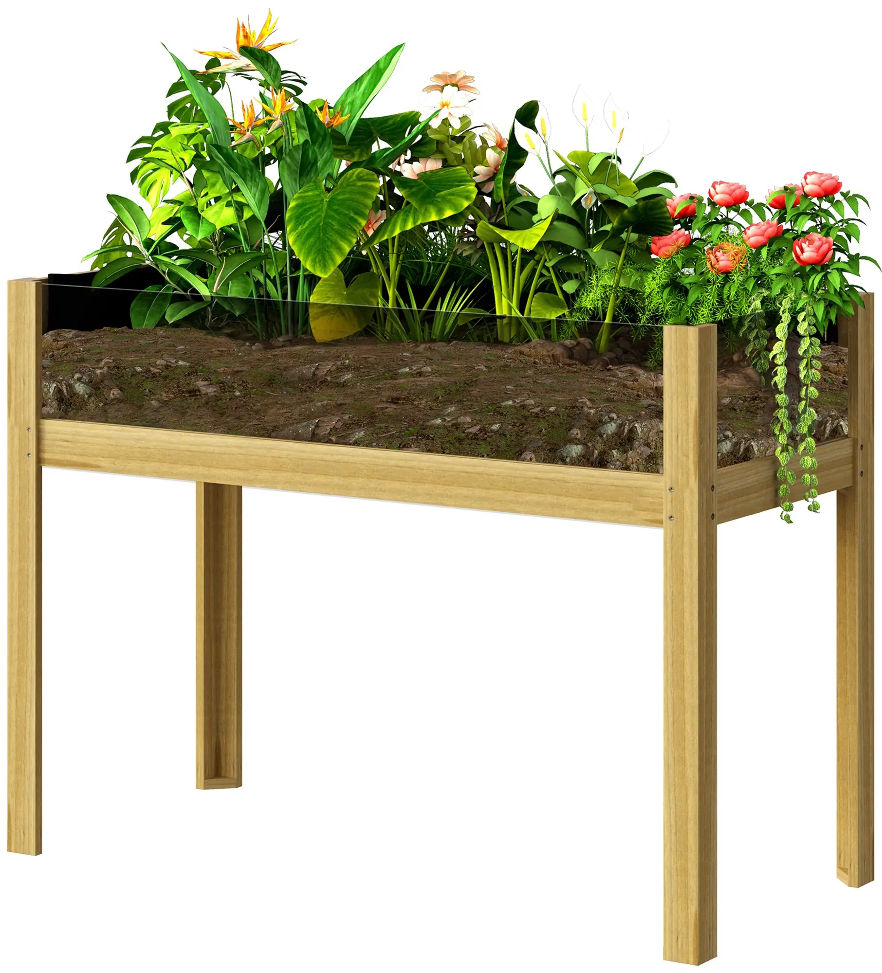 Pat de gradina inaltat pe picioare Outsunny 84H-176V01ND (Natural) - 4