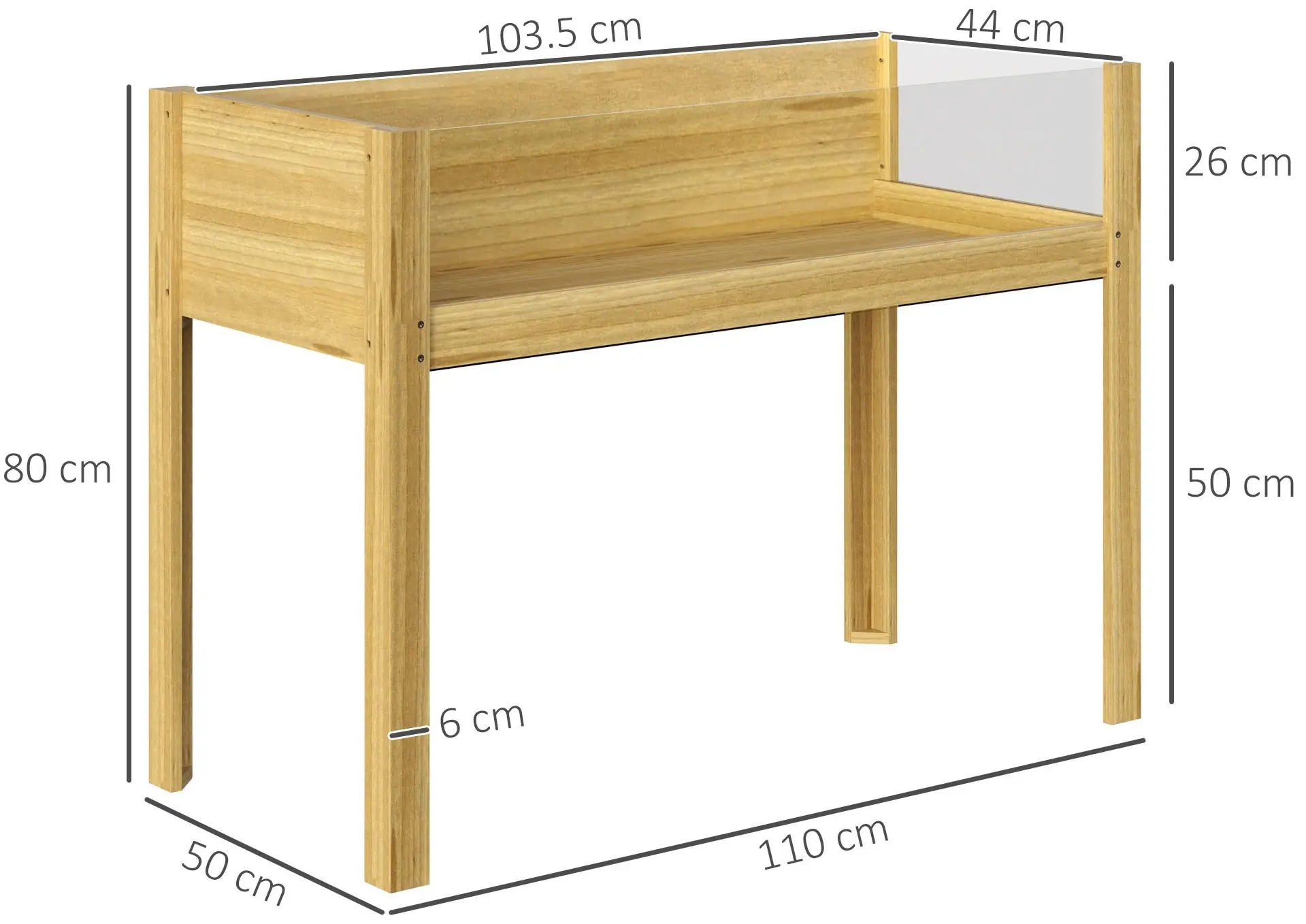 Pat de gradina inaltat pe picioare Outsunny 84H-176V01ND (Natural) - 8