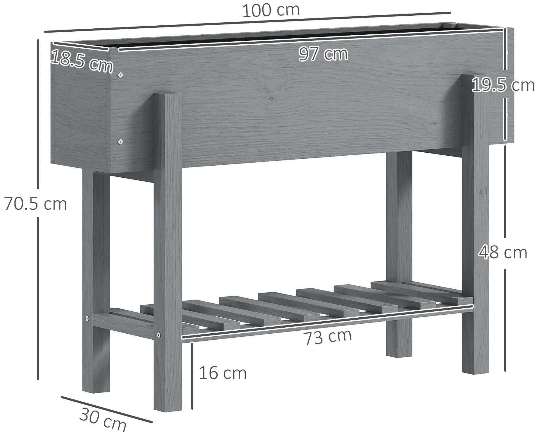Приподнятая грядка на ножках Outsunny 84H-246V00GY (Grey) - 9