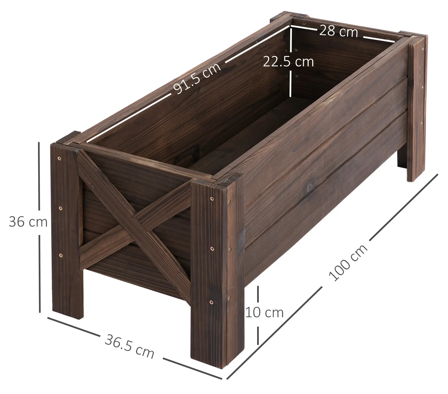 Pat de gradina inaltat Outsunny 845-458 (Brown) - 4