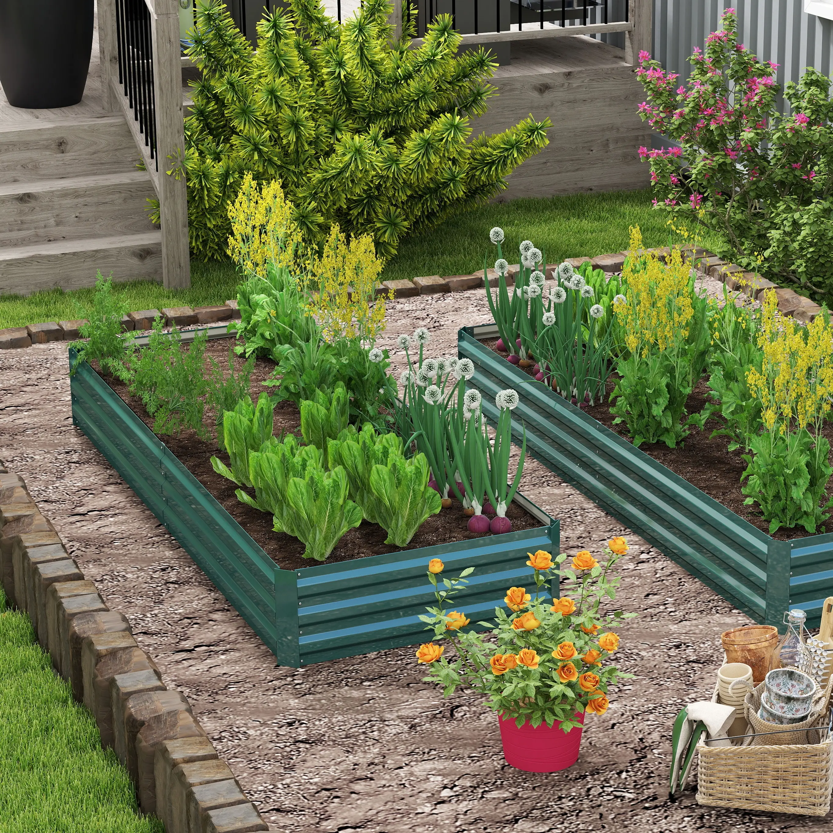 Pat de gradina inaltat Outsunny 845-518GN (Green) - 10