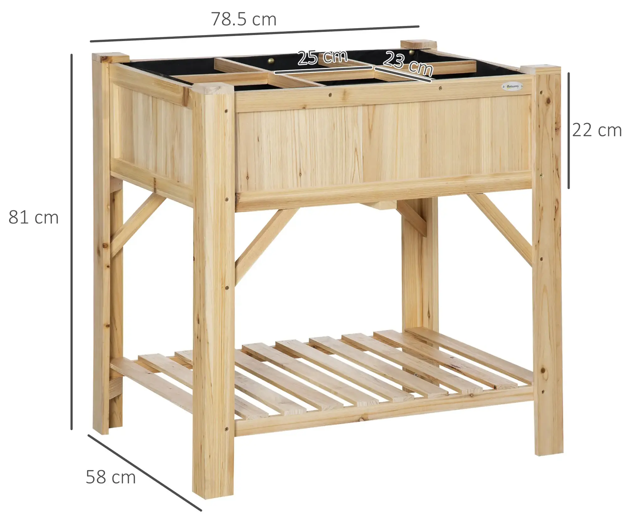 Pat de gradina inaltat Outsunny 845-656 (Natural)