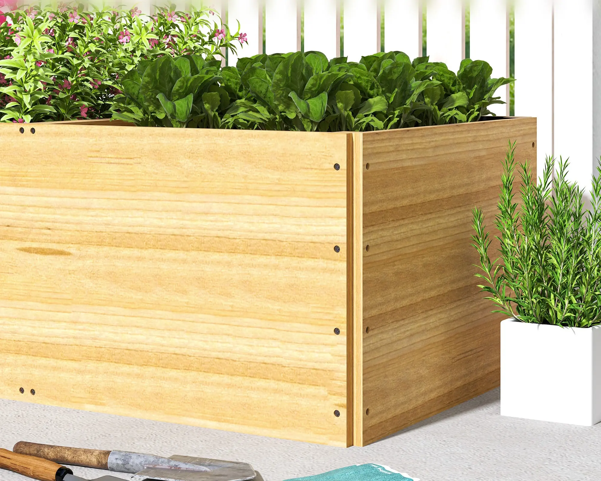 Pat de gradina inaltat Outsunny 84H-187V00ND (Natural) - 5