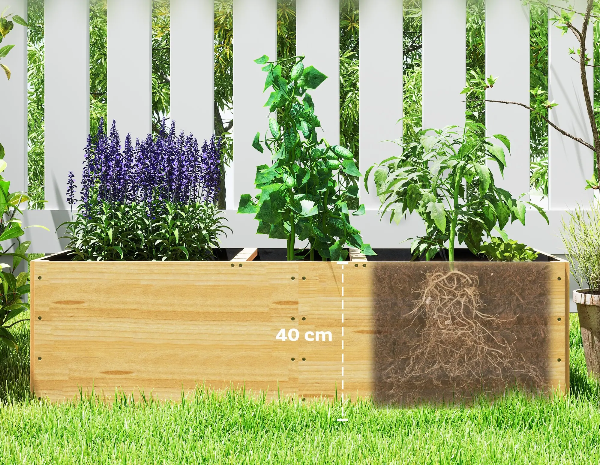 Pat de gradina inaltat Outsunny 84H-187V00ND (Natural) - 8