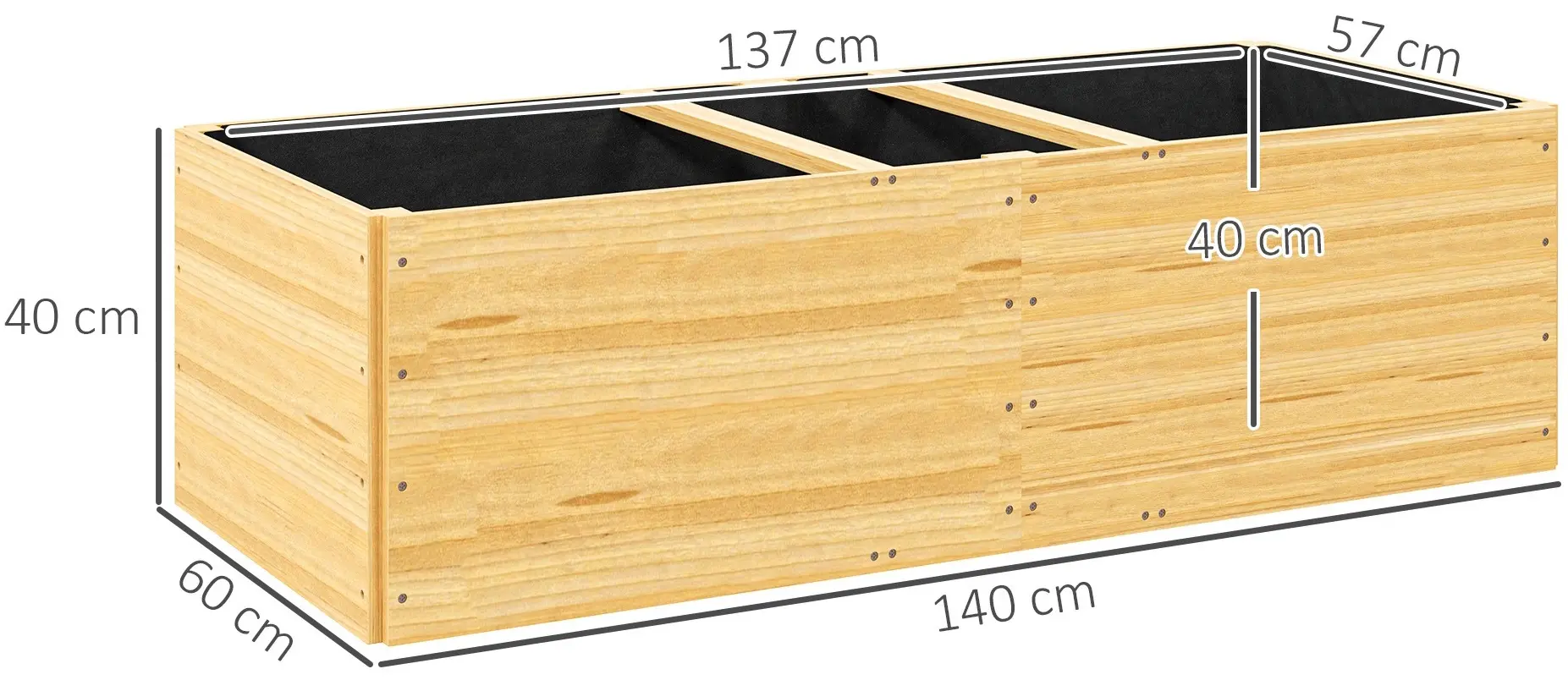 Pat de gradina inaltat Outsunny 84H-187V00ND (Natural) - 9