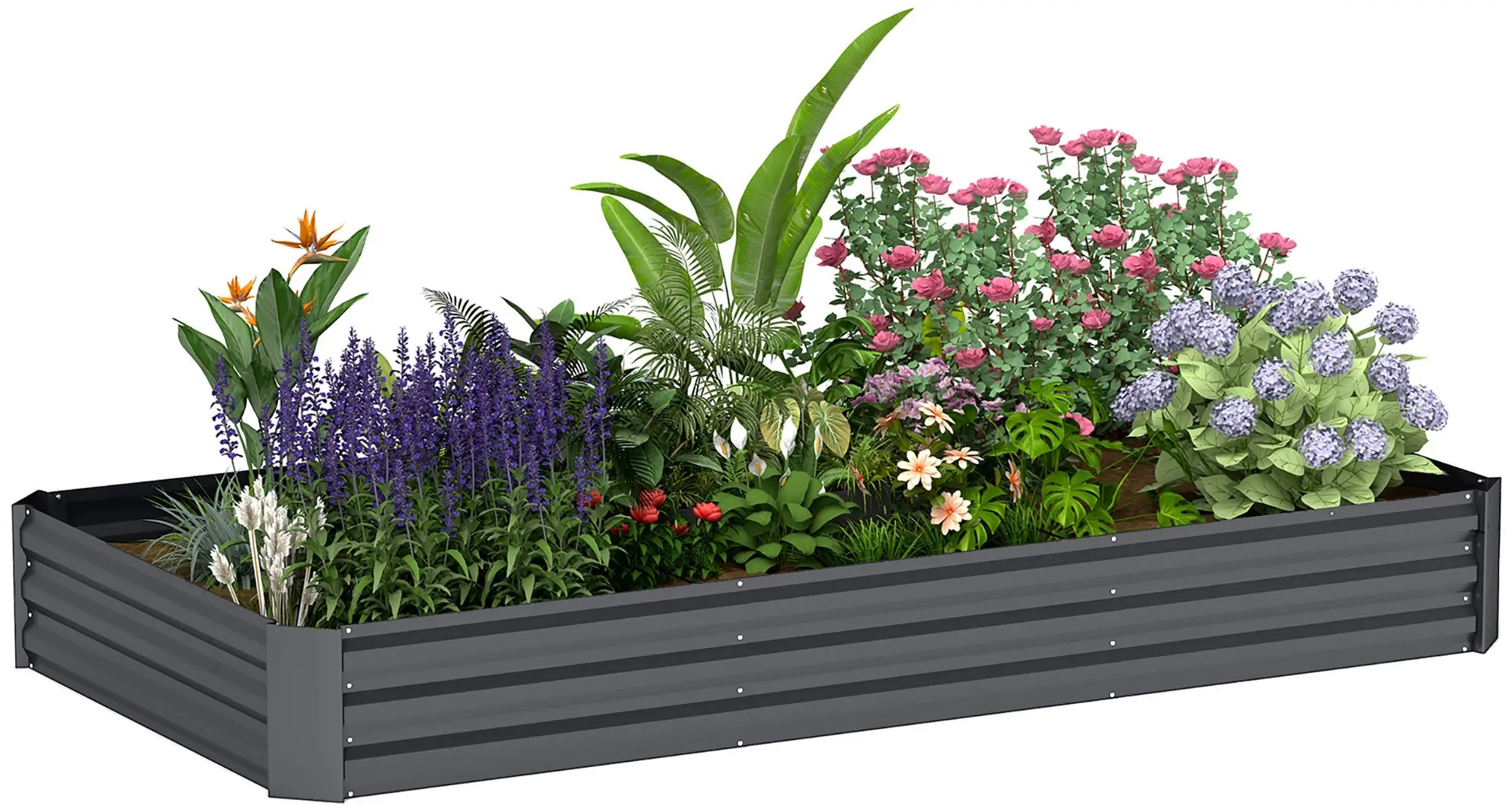 Pat de gradina inaltat Outsunny 84H-243V00CG (Dark Grey) - 2