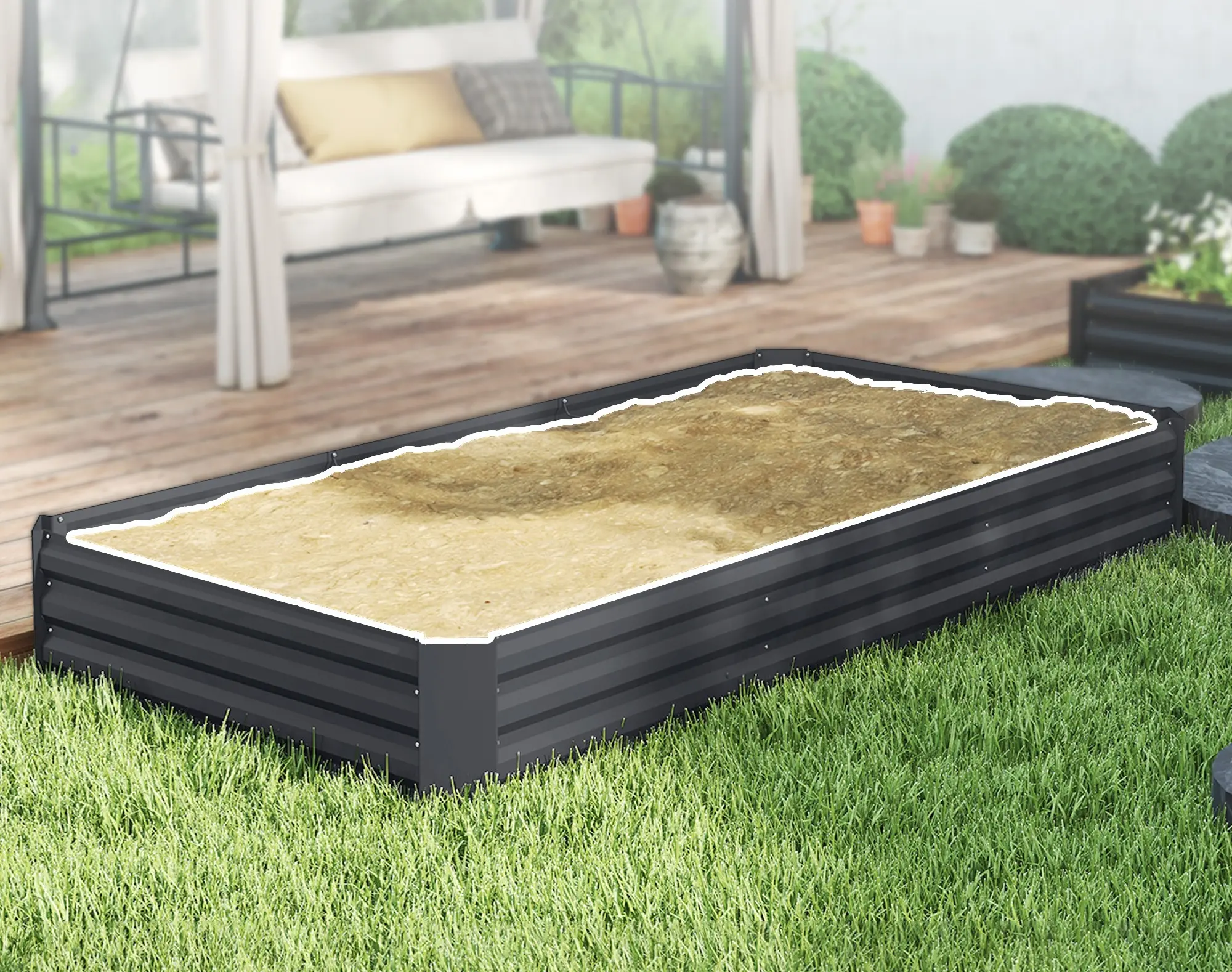 Pat de gradina inaltat Outsunny 84H-243V00CG (Dark Grey) - 5