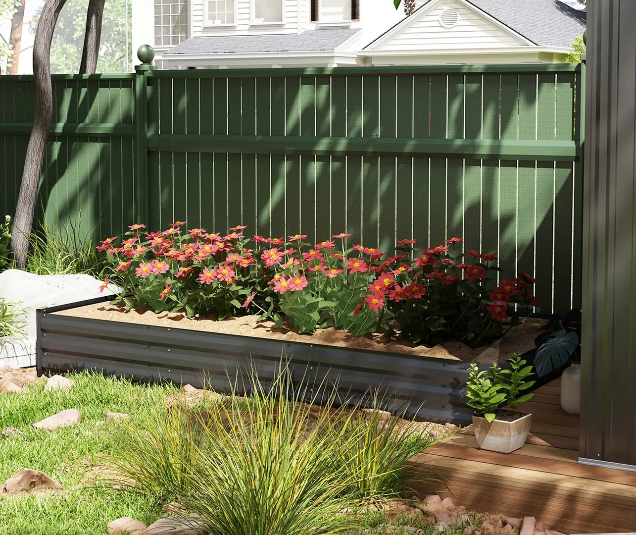 Pat de gradina inaltat Outsunny 84H-243V00CG (Dark Grey)