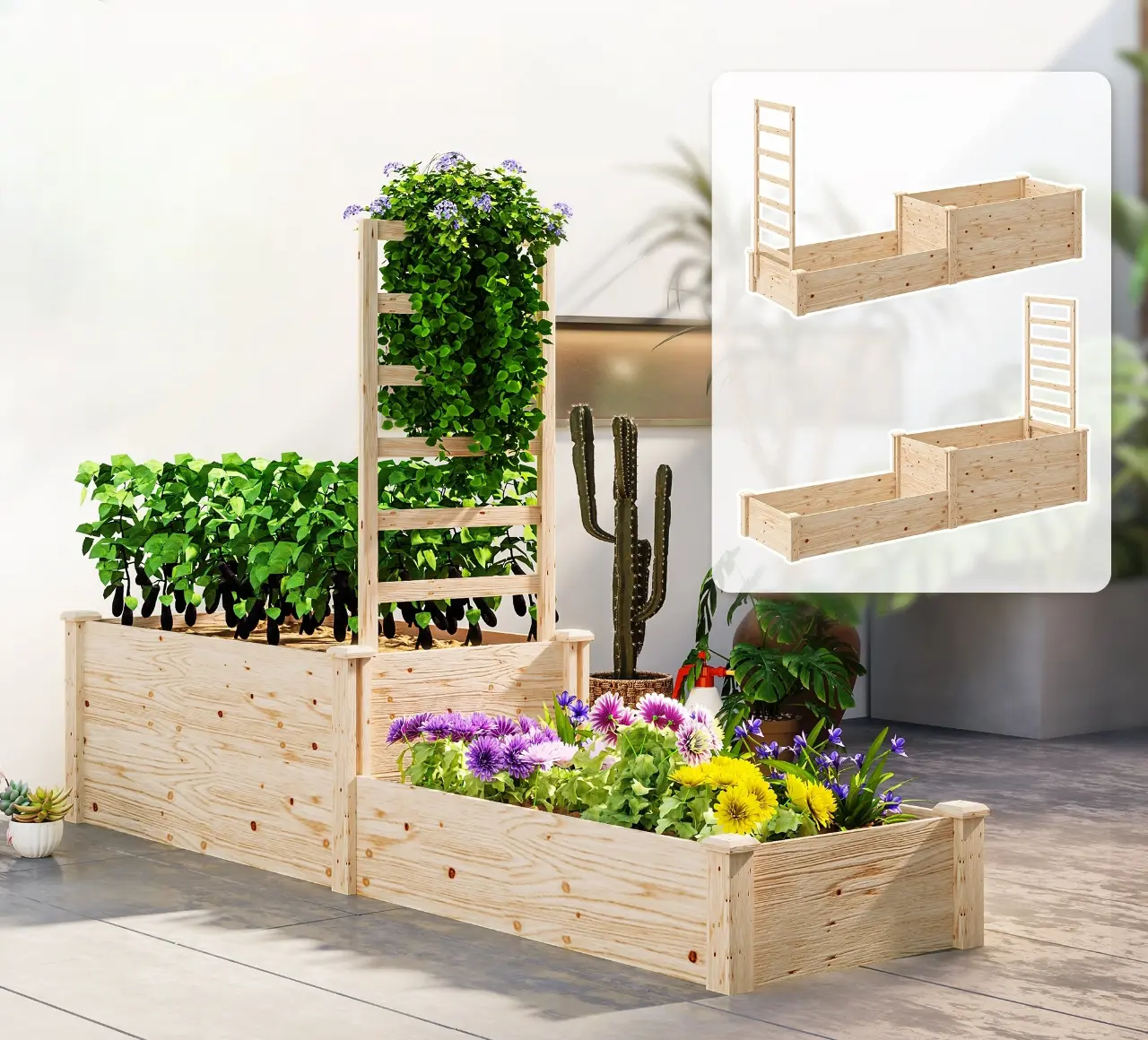 Приподнятая грядка Outsunny 84H-290V00ND (Natural) - 9