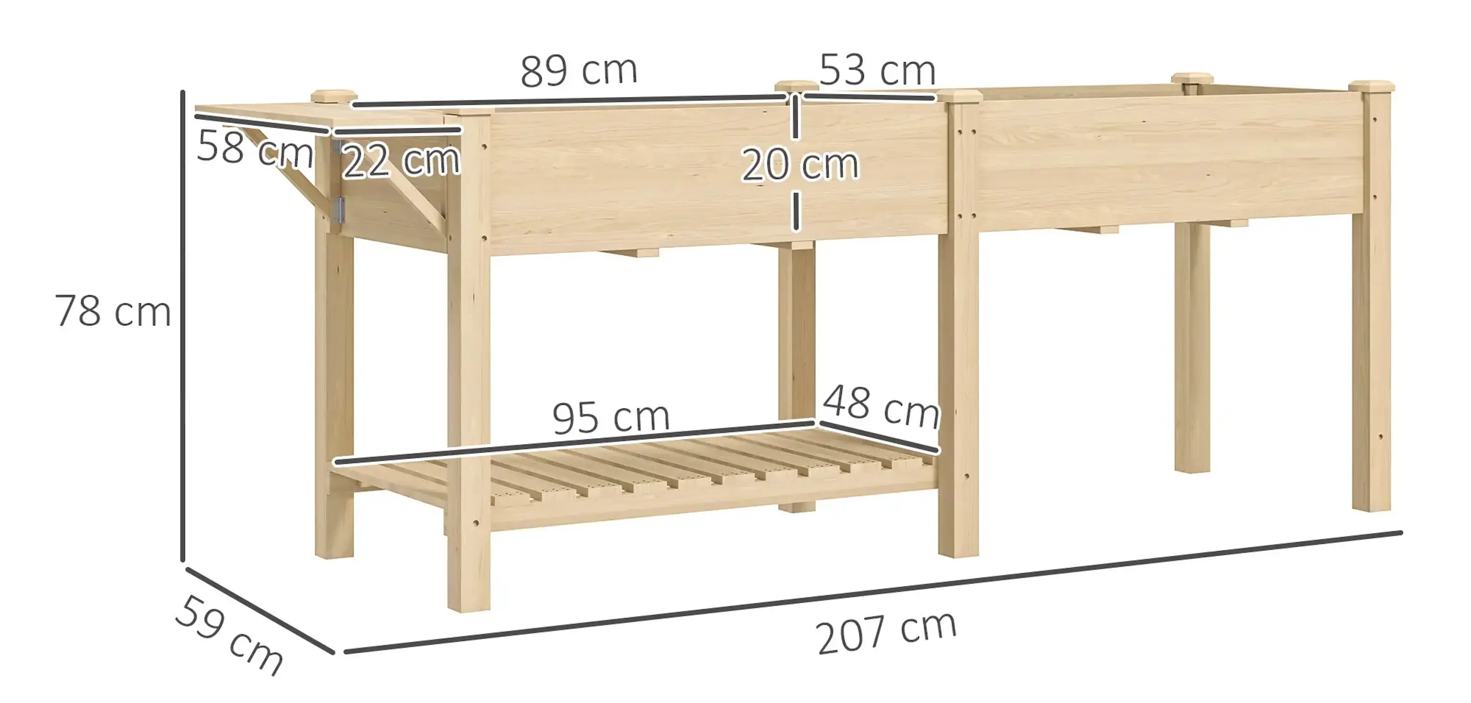 Приподнятая грядка Outsunny 84H-325V00ND (Natural) - 5