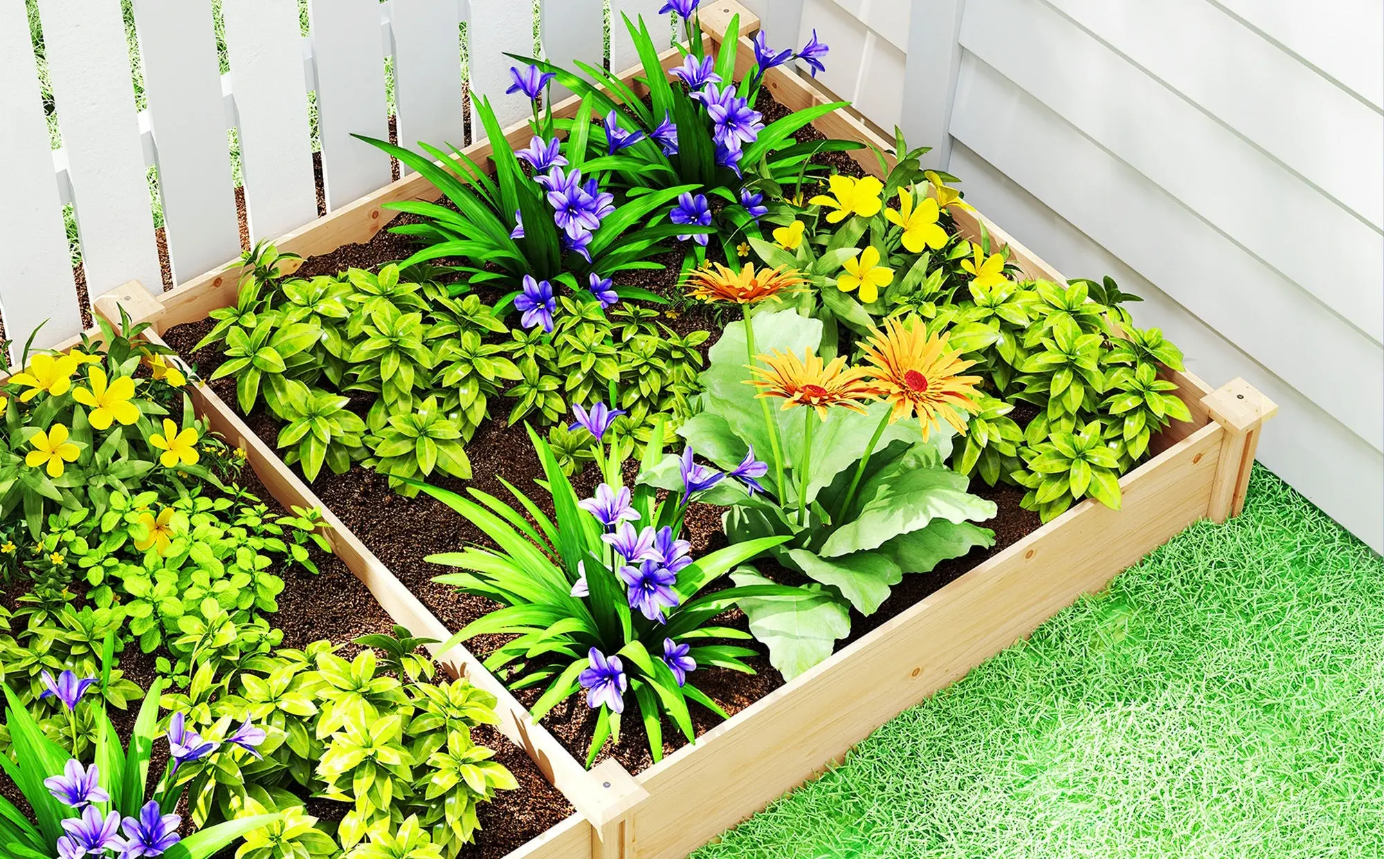 Pat de gradina inaltat Outsunny 84H-476V00ND (Natural) - 3