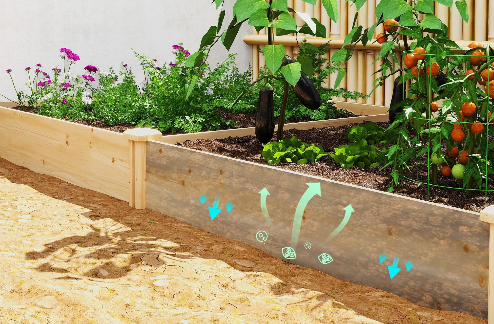 Pat de gradina inaltat Outsunny 84H-476V00ND (Natural) - 6