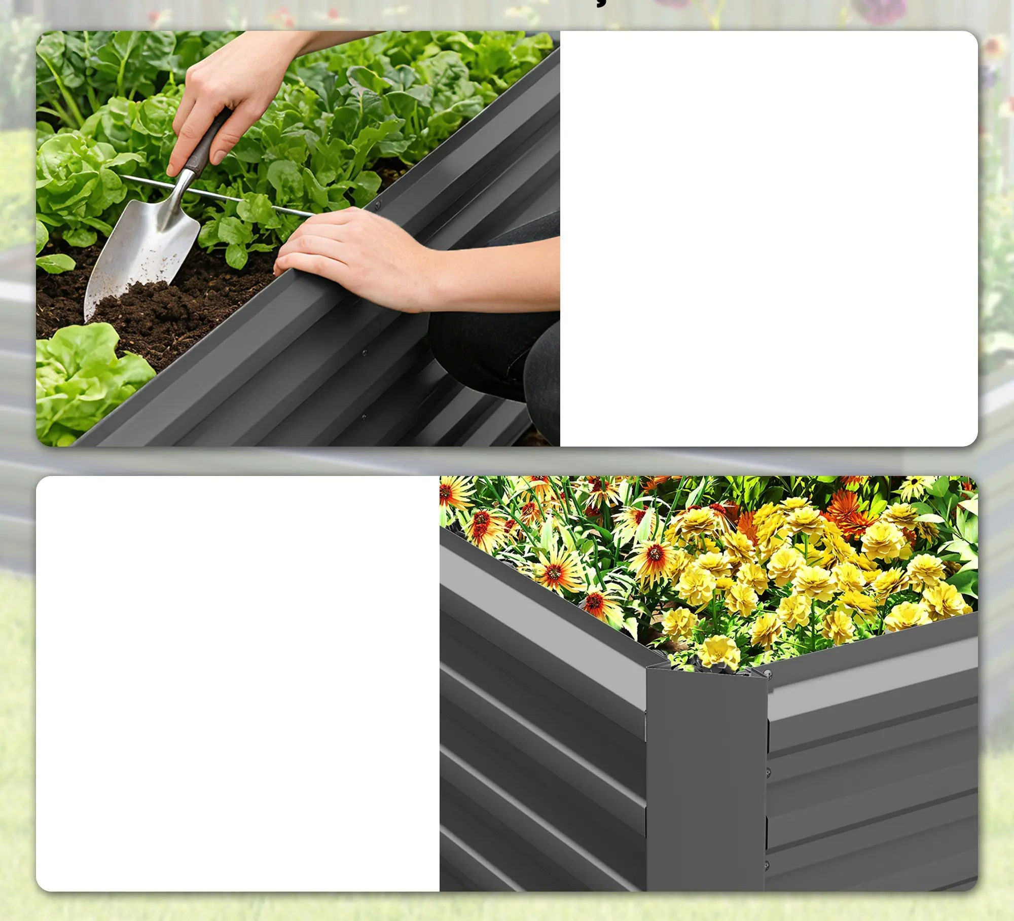 Pat de gradina inaltat Outsunny 84H-482V00CG (Dark Grey) - 9