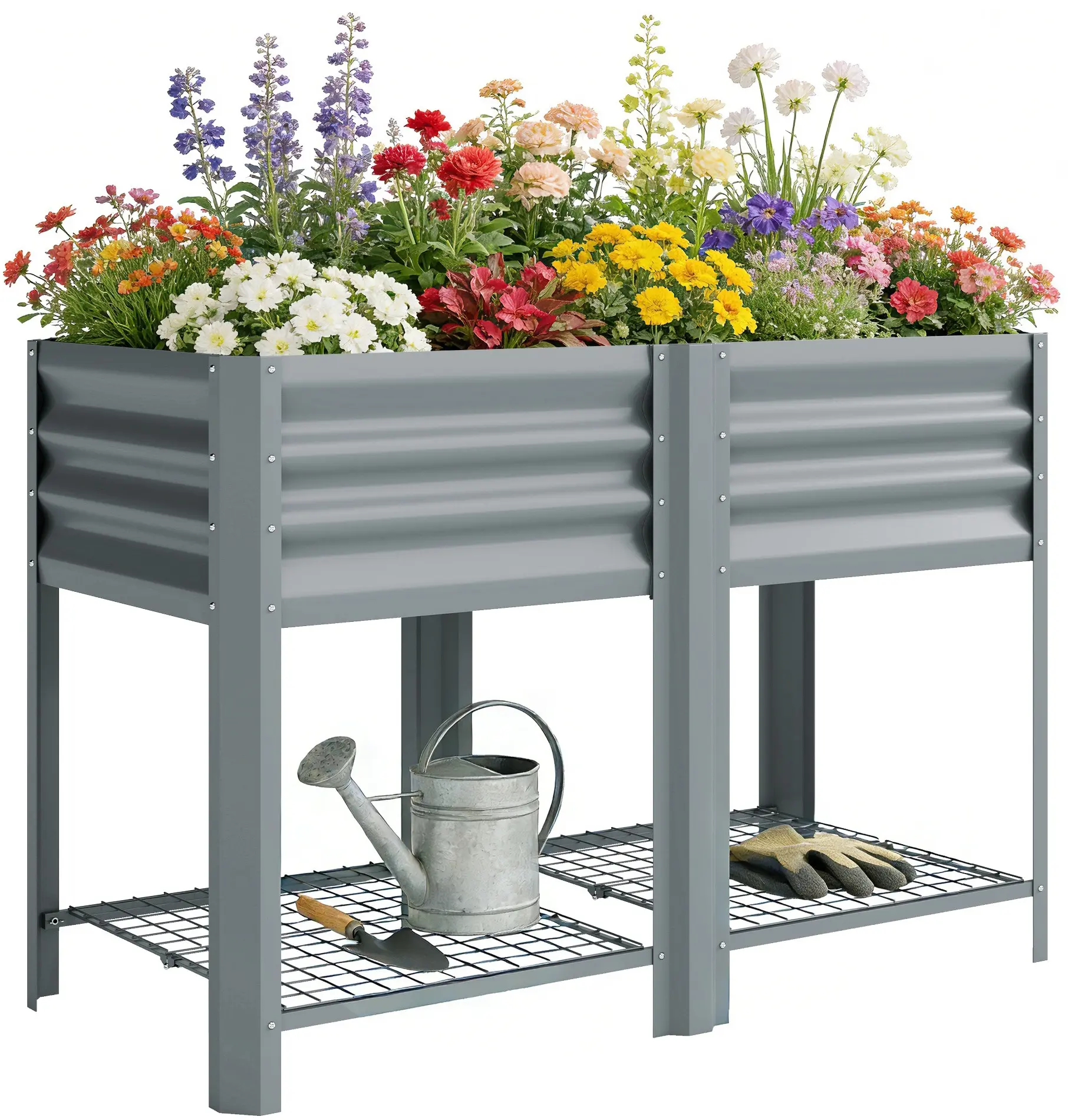 Pat de gradina inaltat Outsunny 84H-554V00LG (Light Grey) - 3