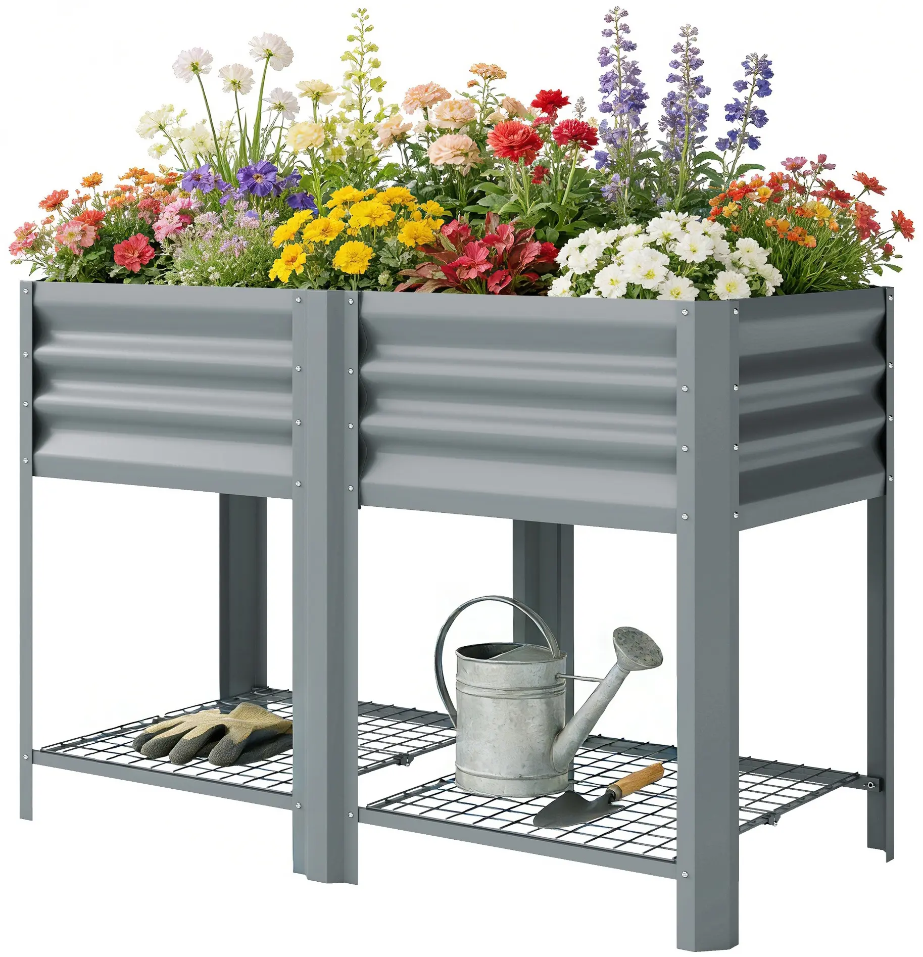 Pat de gradina inaltat Outsunny 84H-554V00LG (Light Grey) - 4