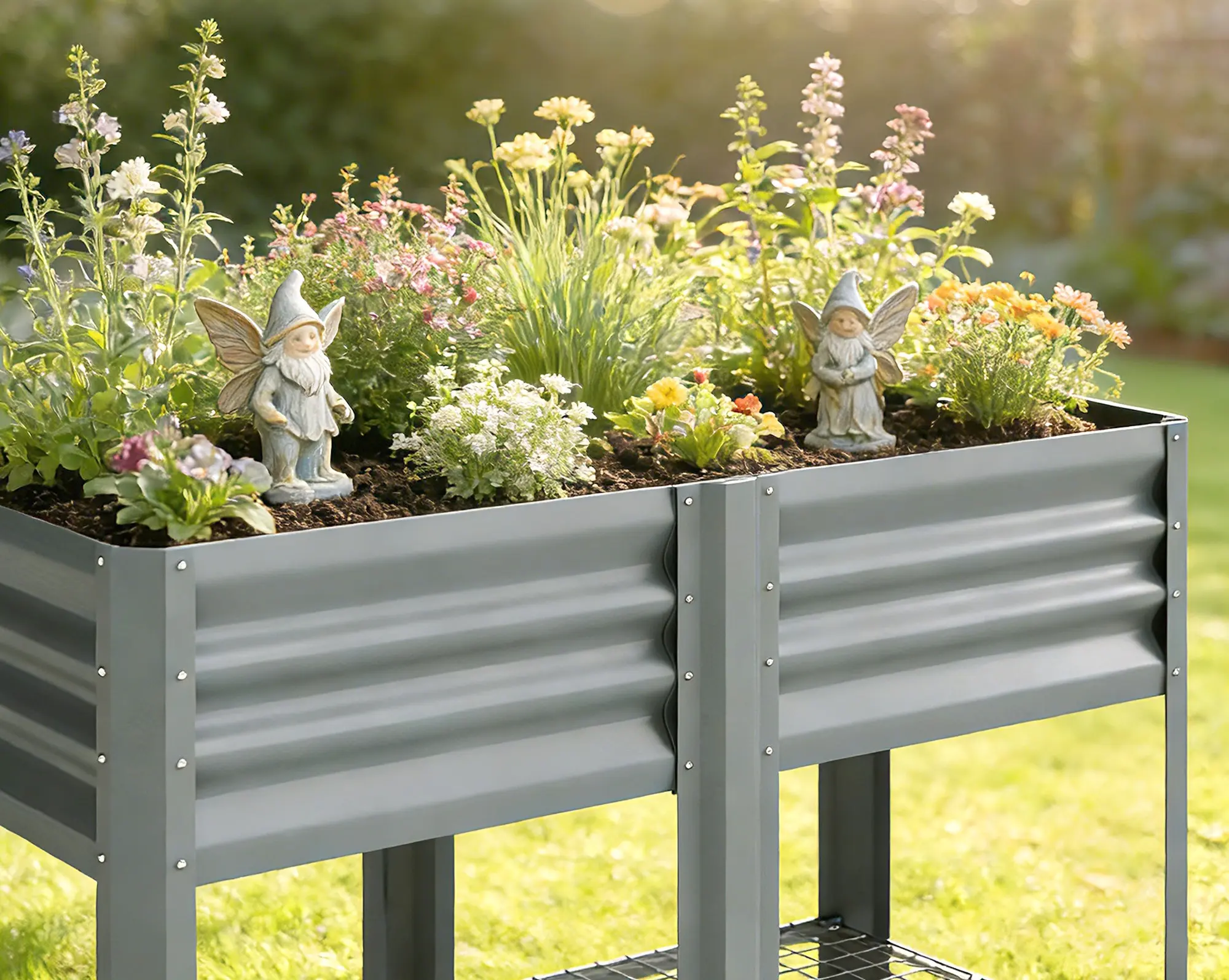 Pat de gradina inaltat Outsunny 84H-554V00LG (Light Grey) - 7