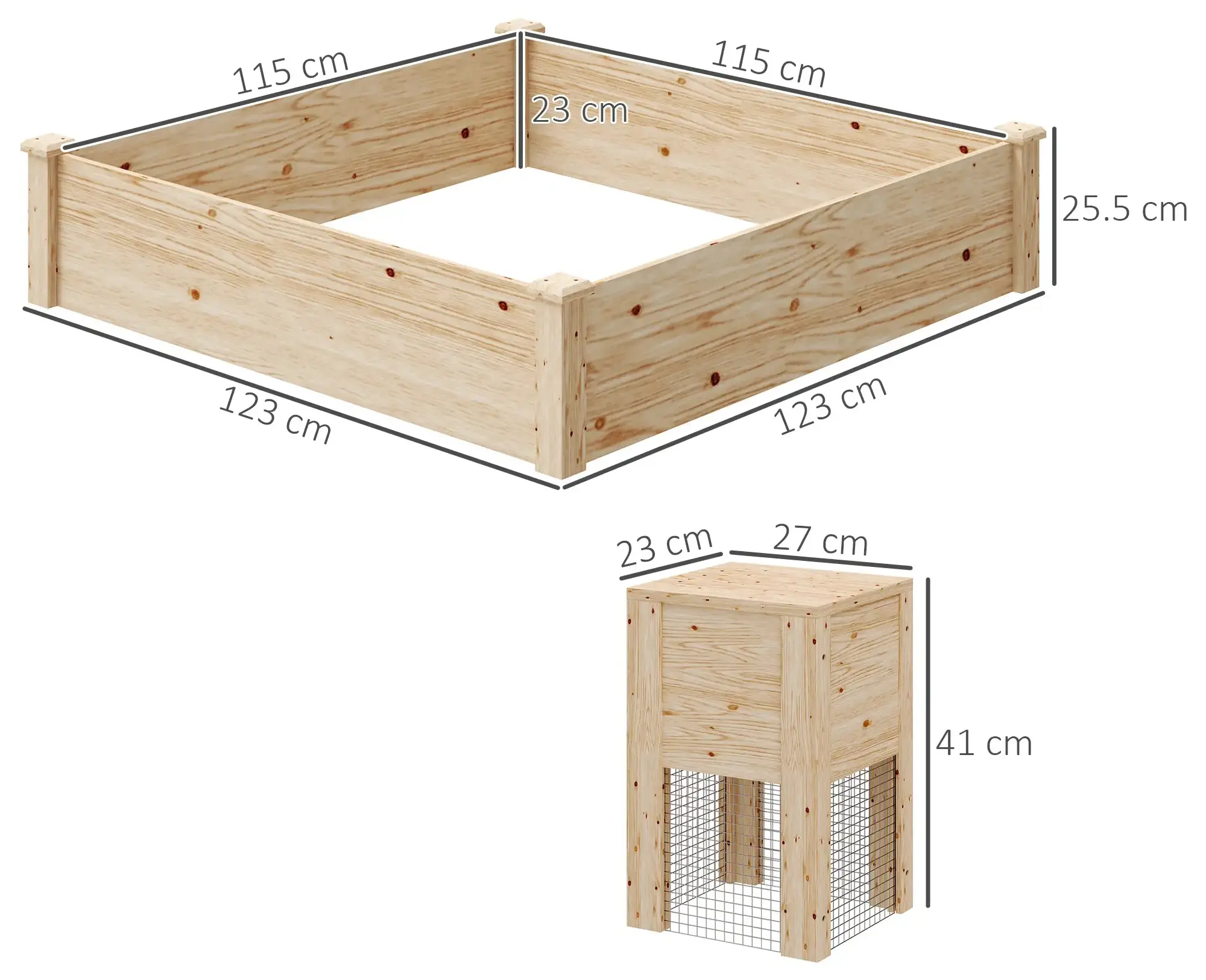 Приподнятая грядка с компостером Outsunny 84H-289V00ND (Natural) - 3