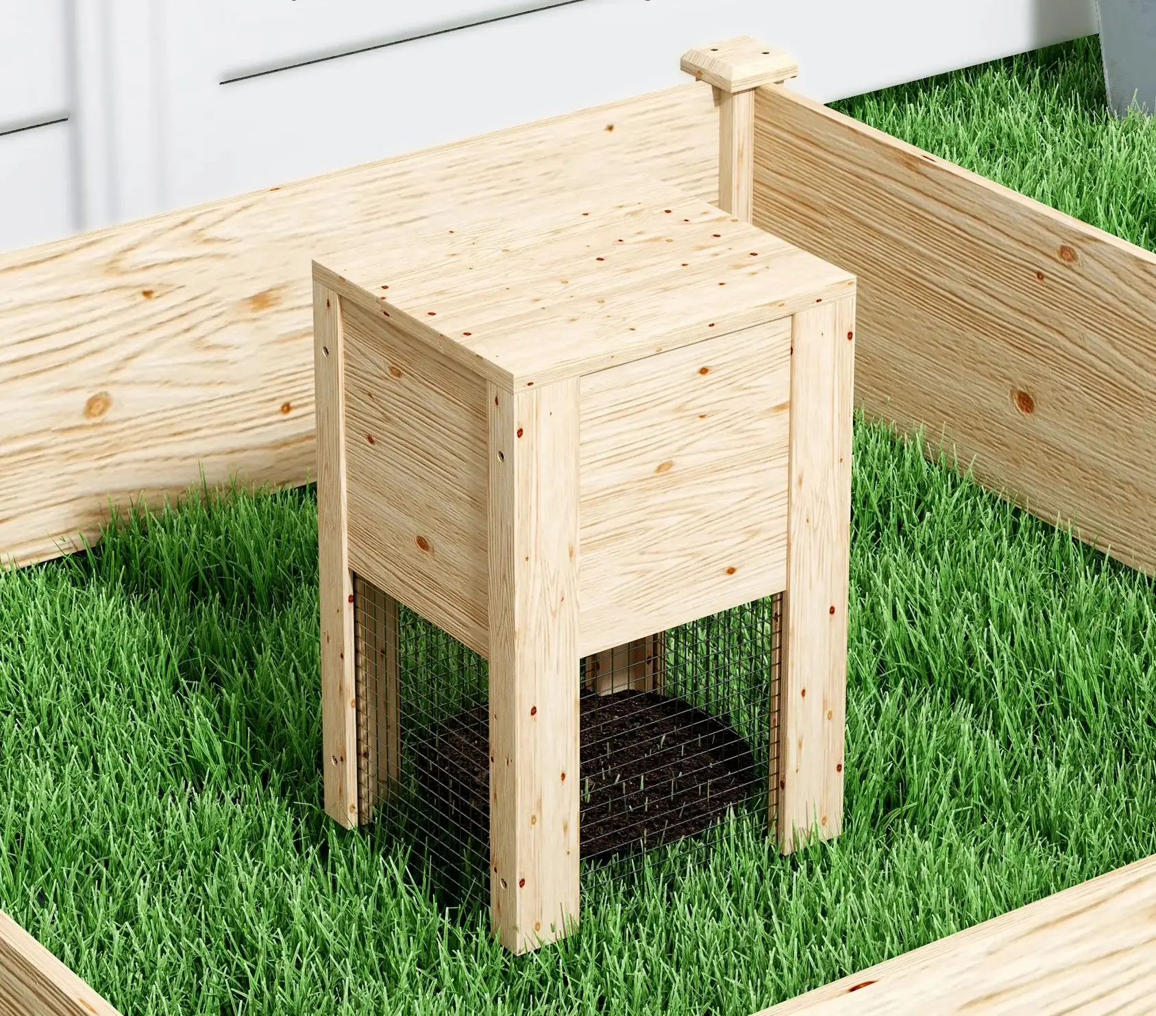 Приподнятая грядка с компостером Outsunny 84H-289V00ND (Natural) - 5