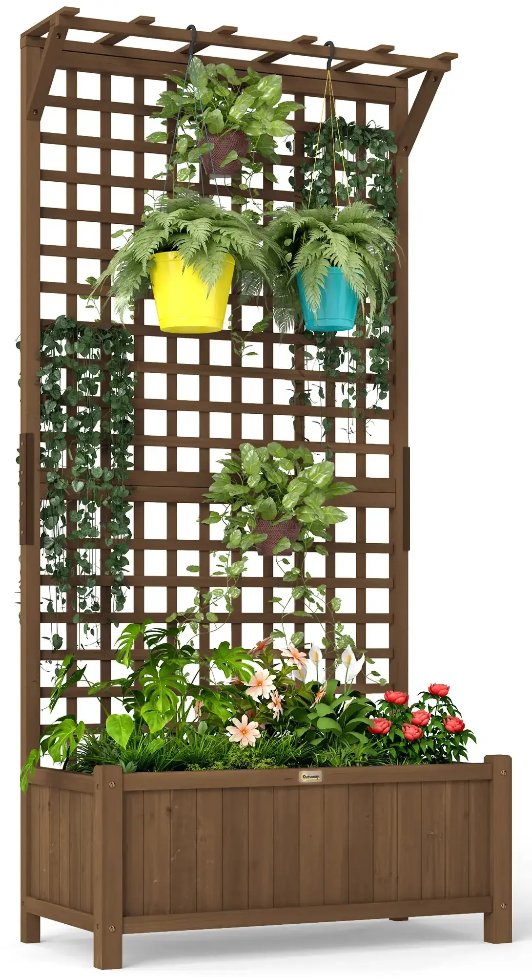 Приподнятая грядка со шпалерой Outsunny 845-792V00CF (Brown) - 2