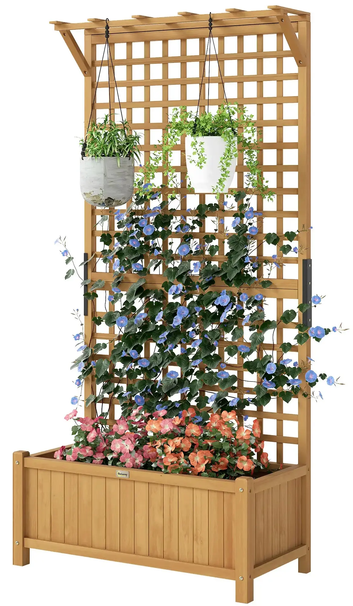 Pat de gradina inaltat cu spalier Outsunny 845-792V00YL (Yellow)