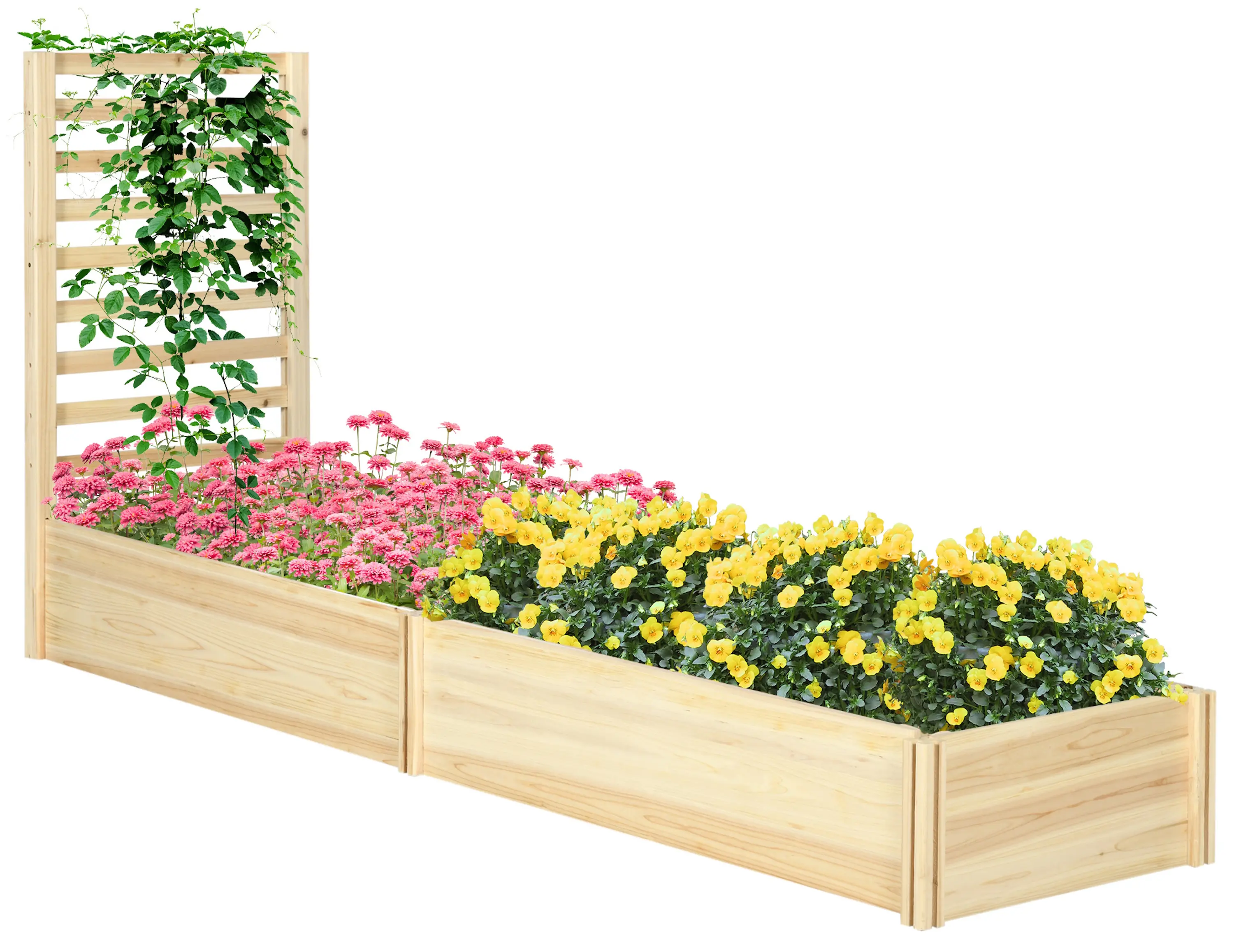 Pat de gradina inaltat cu spalier Outsunny 845-874V00ND (Natural) - 2