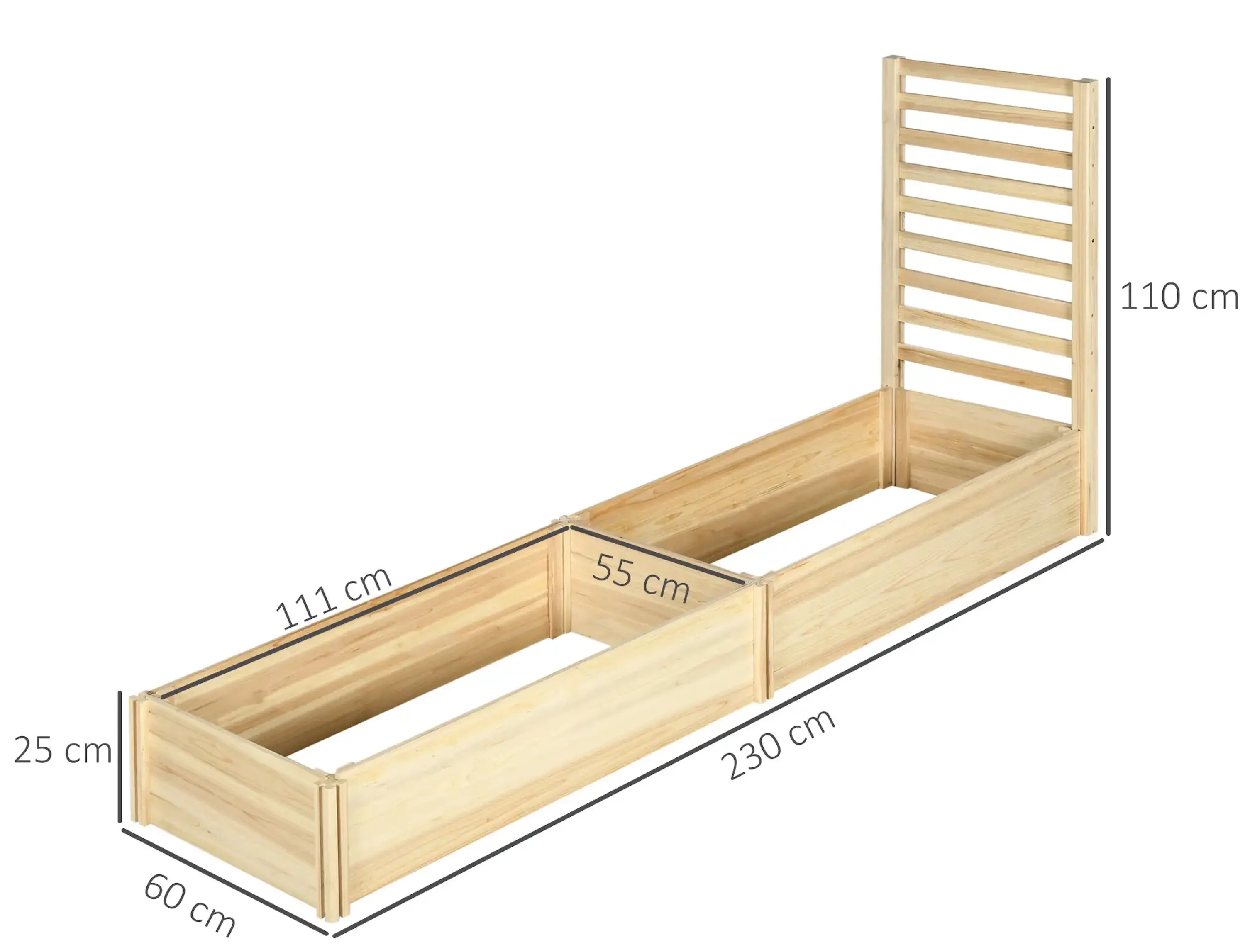 Pat de gradina inaltat cu spalier Outsunny 845-874V00ND (Natural) - 4