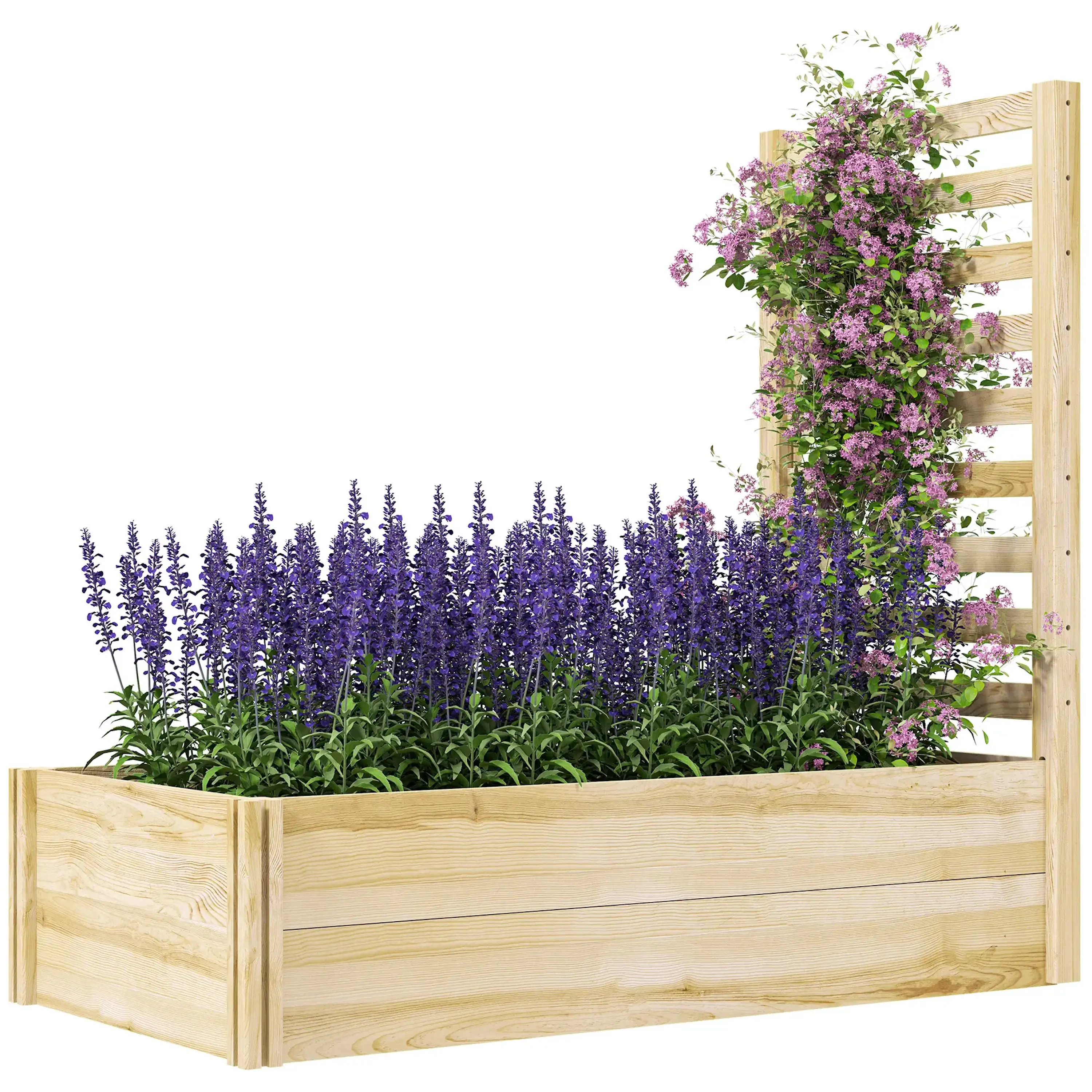 Pat de gradina inaltat cu spalier Outsunny 845-874V01ND (Natural) - 3