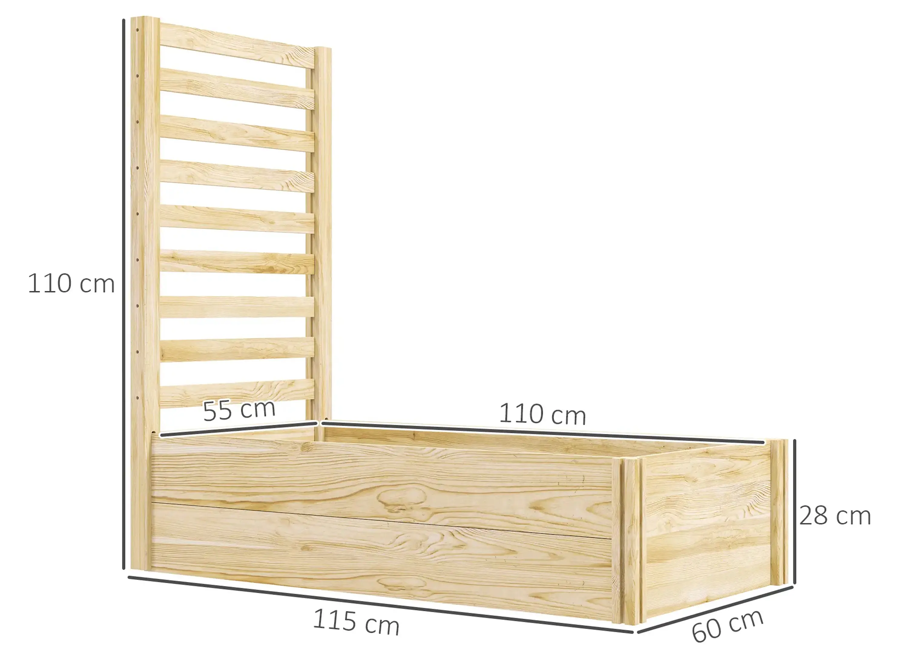 Pat de gradina inaltat cu spalier Outsunny 845-874V01ND (Natural) - 6