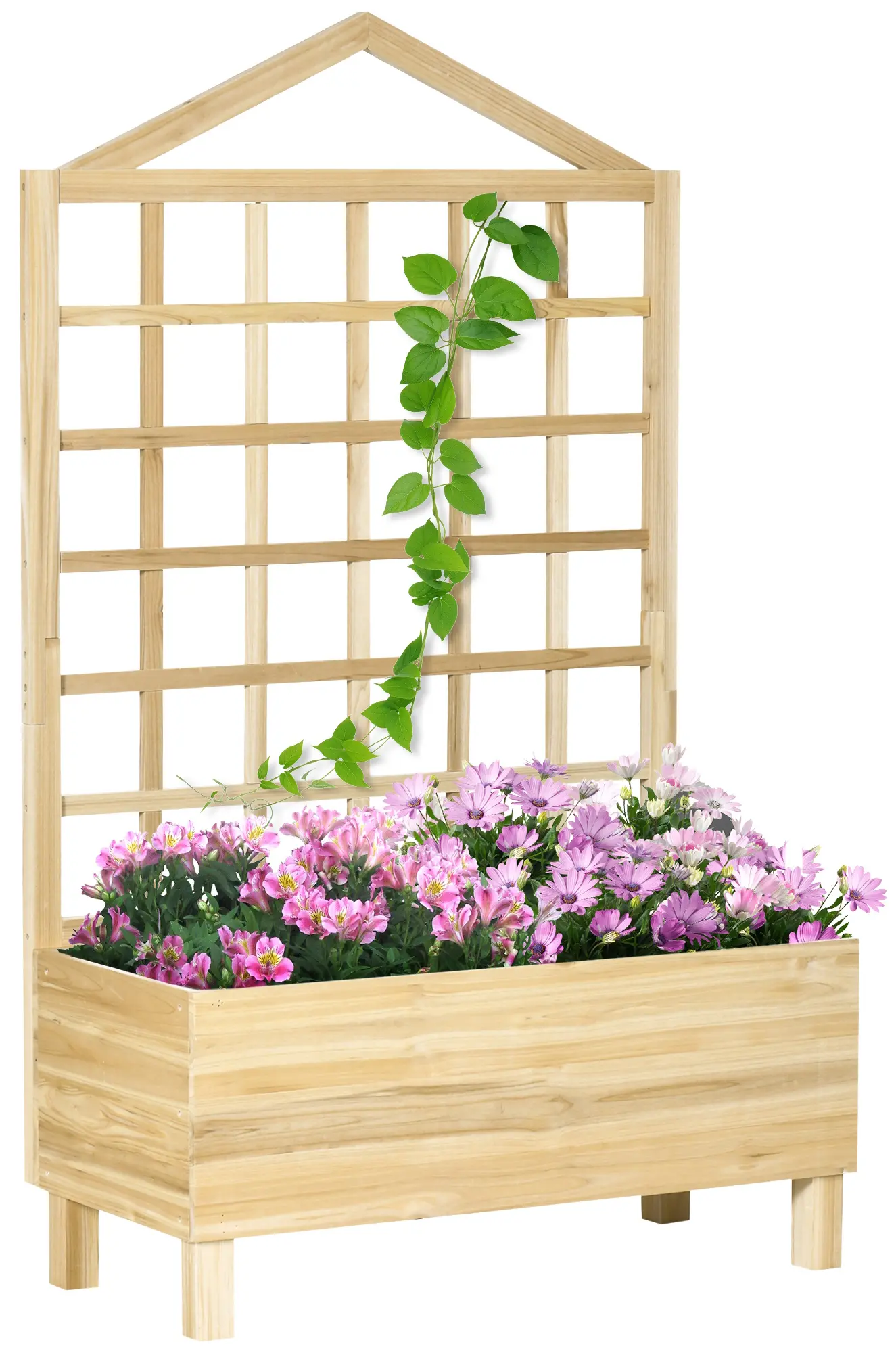 Приподнятая грядка со шпалерой Outsunny 845-883V01ND (Natural) - 2