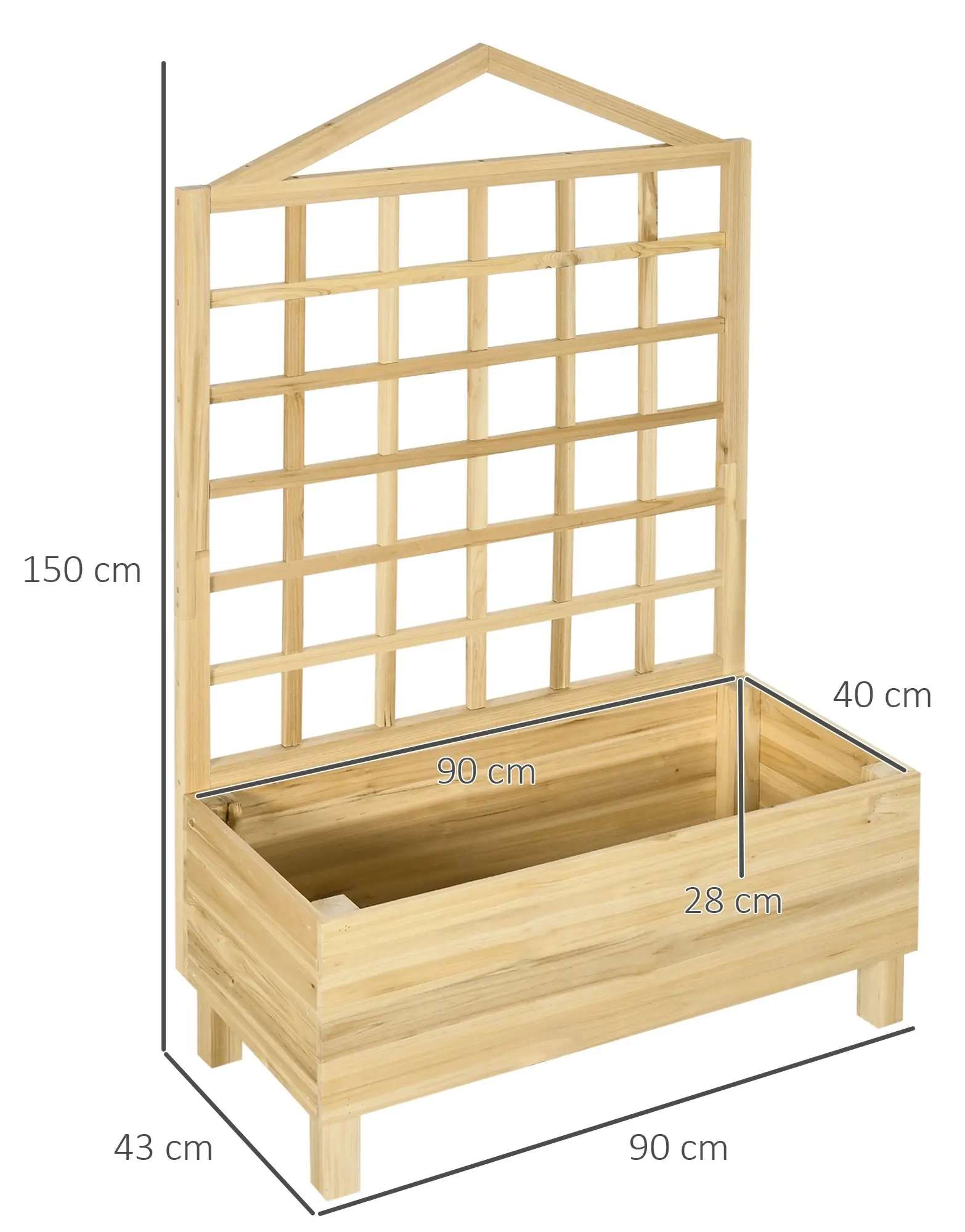 Приподнятая грядка со шпалерой Outsunny 845-883V01ND (Natural) - 5