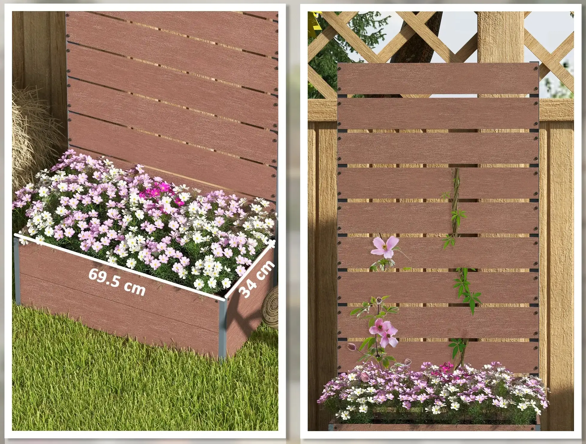 Приподнятая грядка со шпалерой Outsunny 84H-084V00LR (Light Brown) - 6