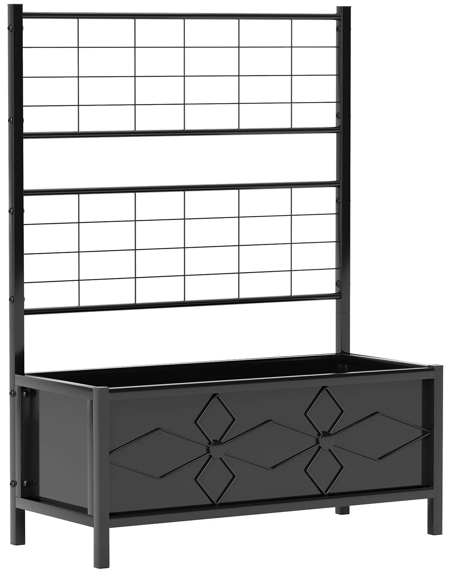 Pat de gradina inaltat cu spalier Outsunny 84H-145V00BK (Black) - 2