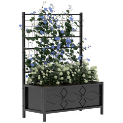 Pat de gradina inaltat cu spalier Outsunny 84H-145V00BK (Black) Thumb