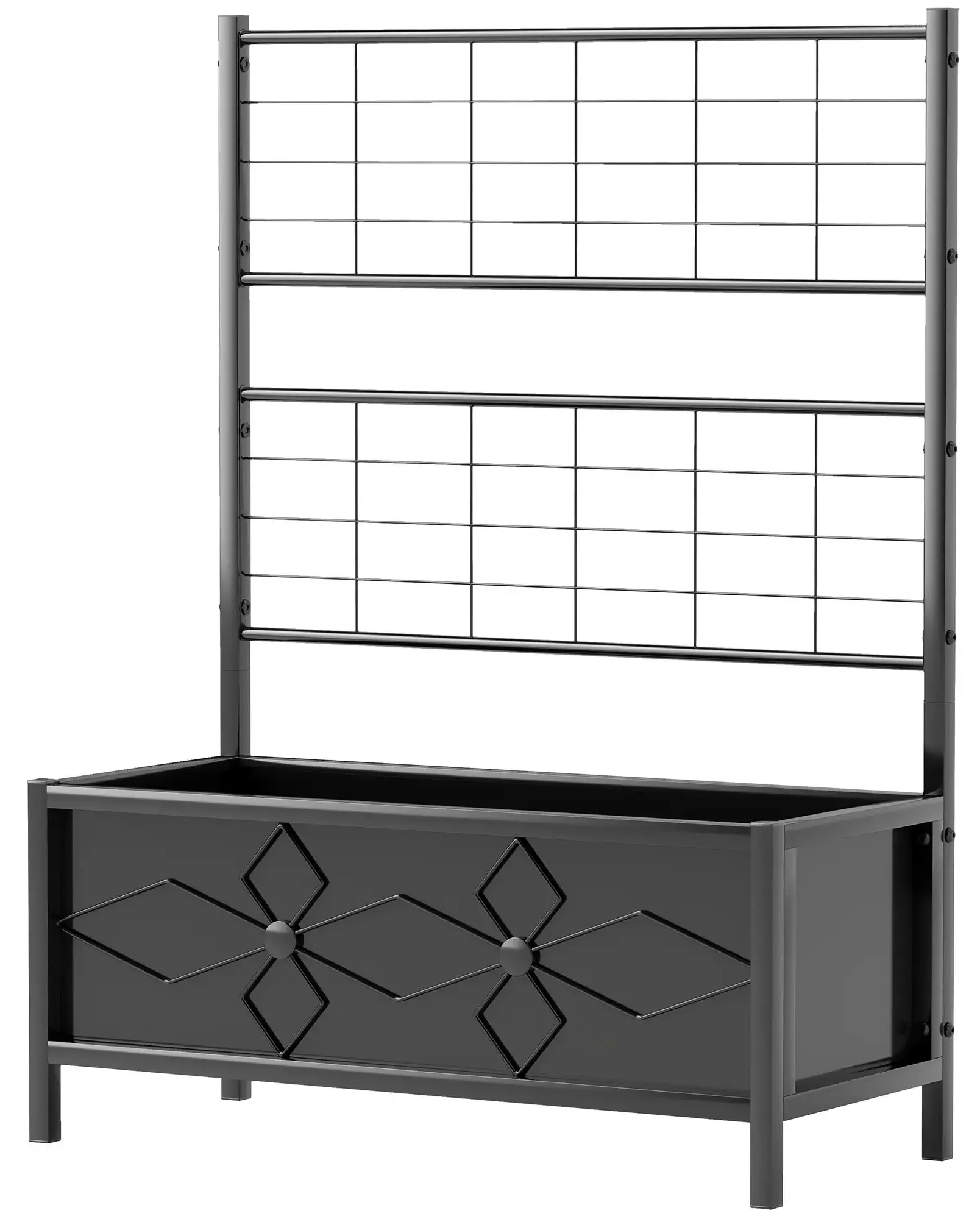 Pat de gradina inaltat cu spalier Outsunny 84H-145V00BK (Black) - 4