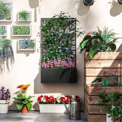 Pat de gradina inaltat cu spalier Outsunny 84H-172V00BK (Black) Thumb