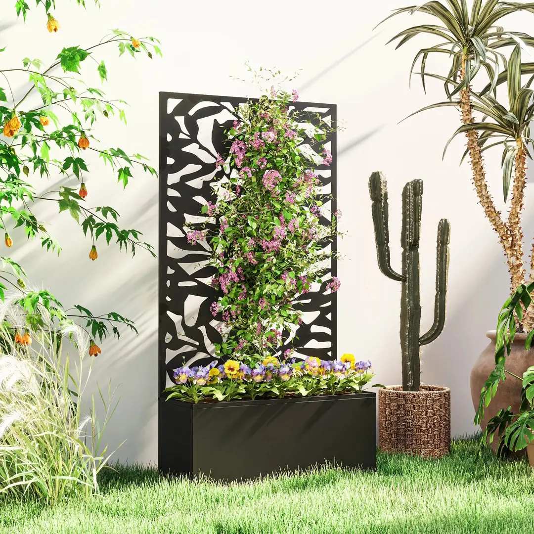 Pat de gradina inaltat cu spalier Outsunny 84H-173V00BK (Black)