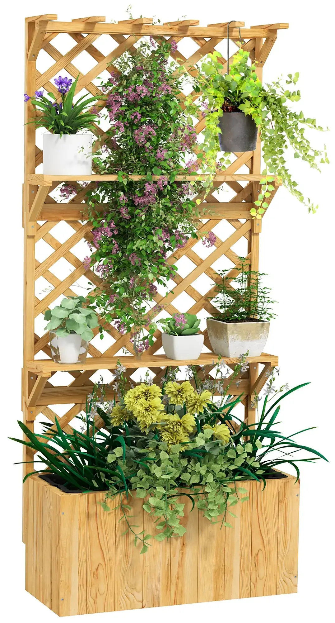 Приподнятая грядка со шпалерой Outsunny 84H-255V00ND (Natural)