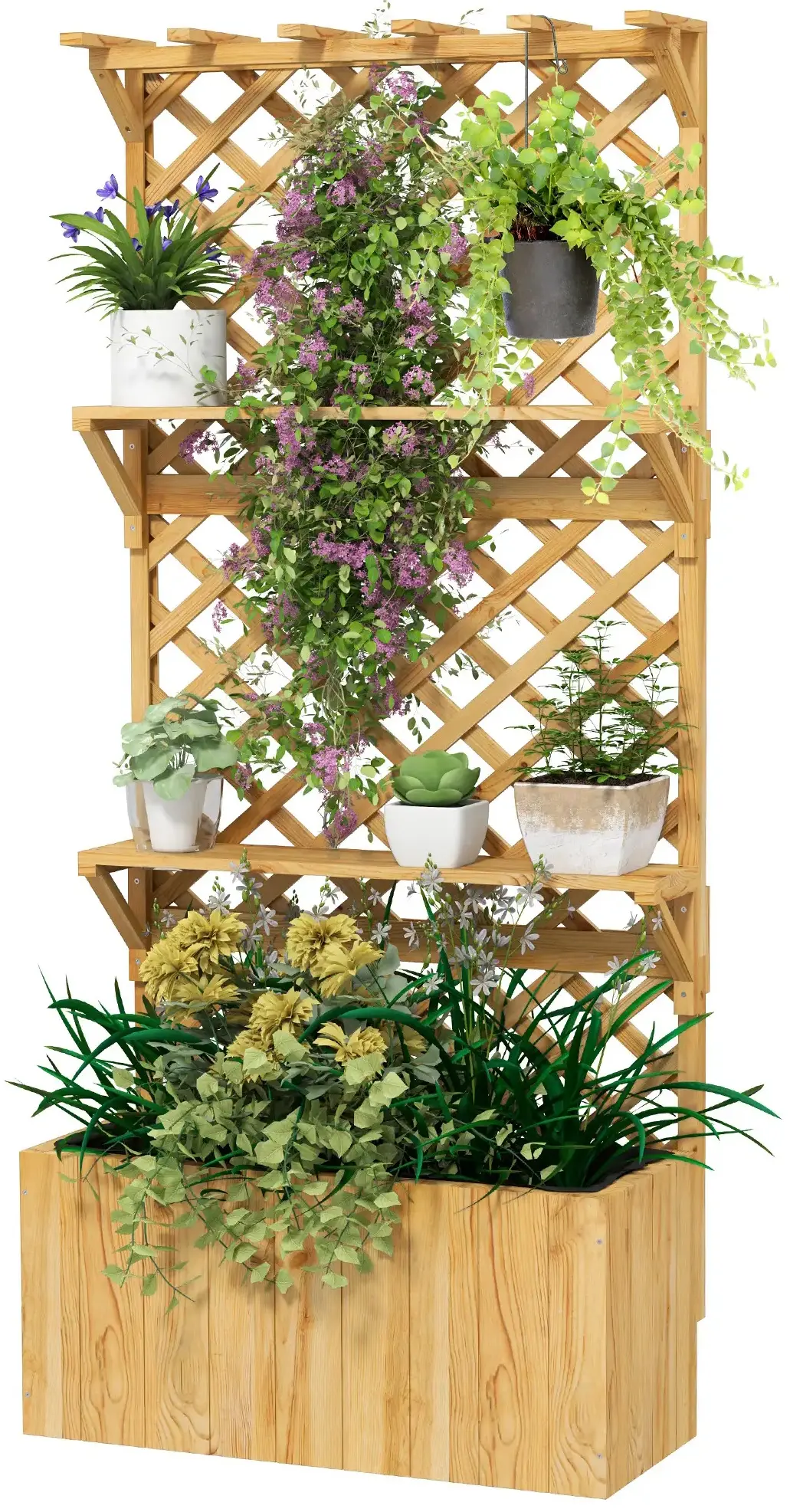 Приподнятая грядка со шпалерой Outsunny 84H-255V00ND (Natural)