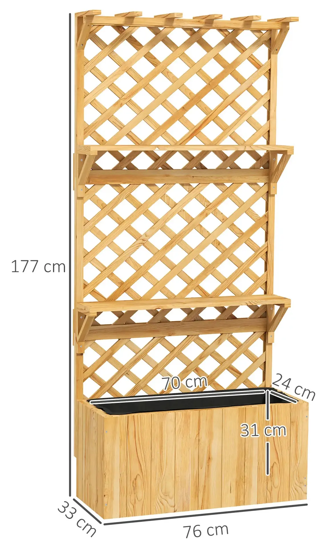 Приподнятая грядка со шпалерой Outsunny 84H-255V00ND (Natural)