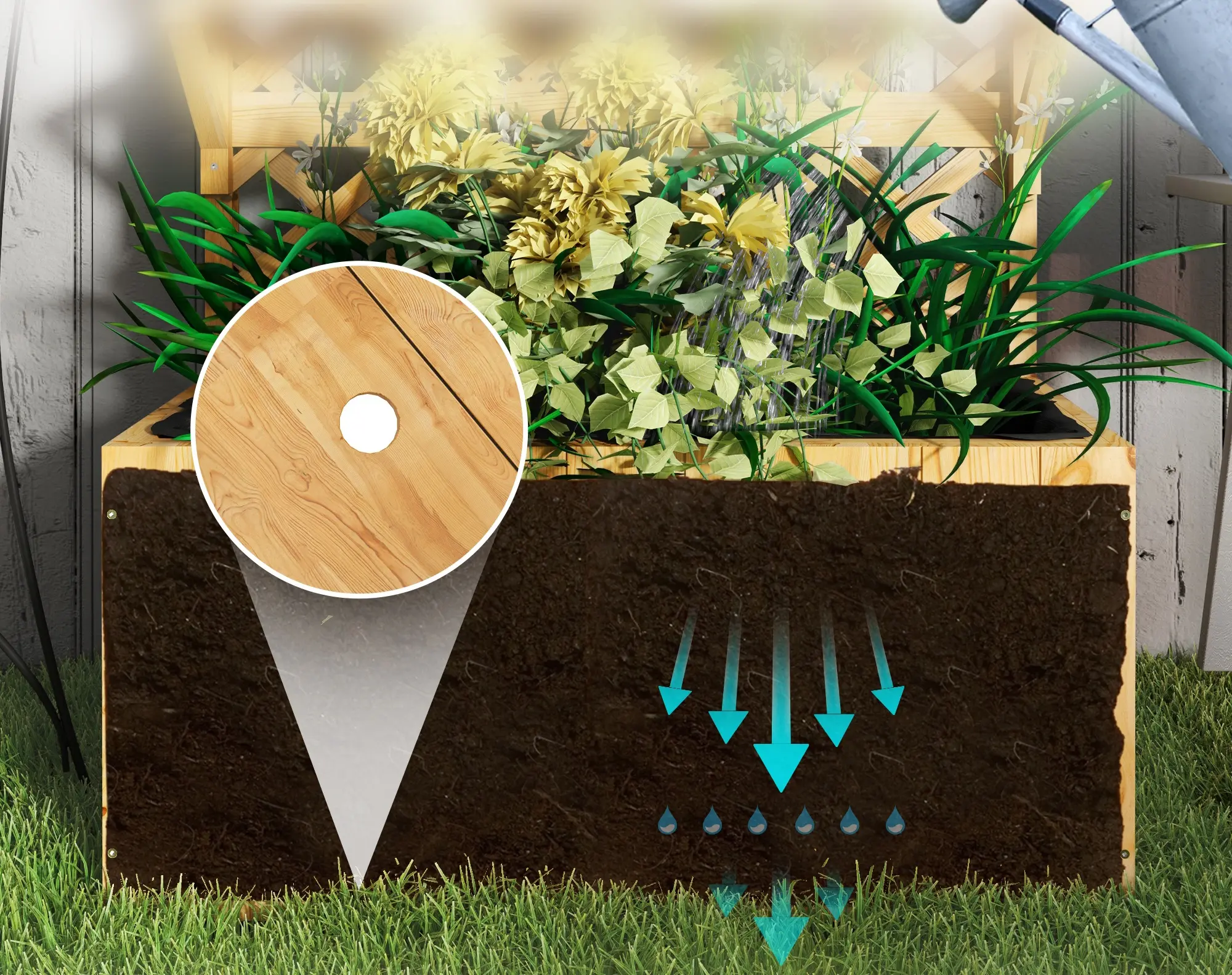 Приподнятая грядка со шпалерой Outsunny 84H-255V00ND (Natural)