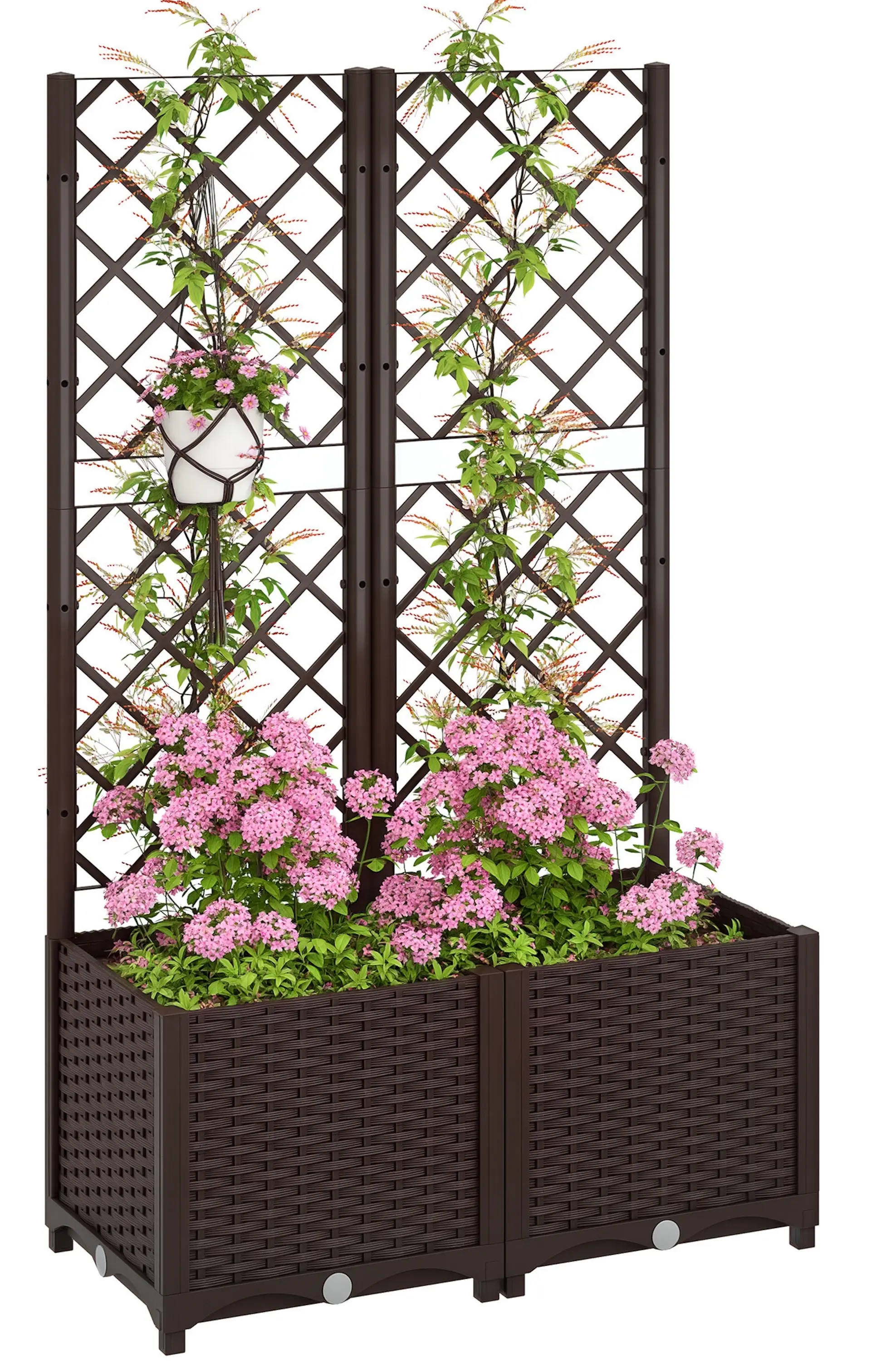 Pat de gradina inaltat cu spalier Outsunny 84H-285V00BN (Brown) - 3