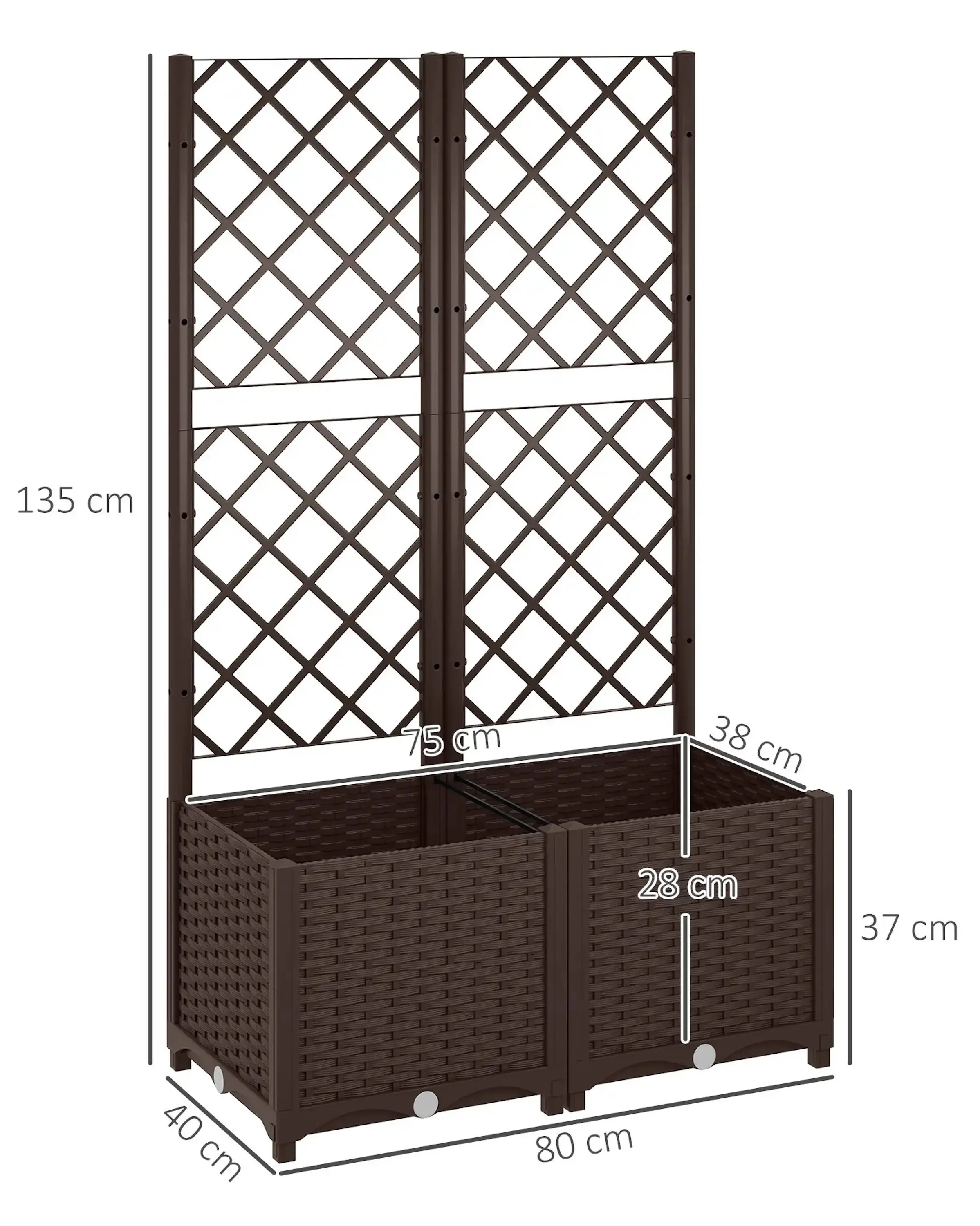 Pat de gradina inaltat cu spalier Outsunny 84H-285V00BN (Brown) - 5