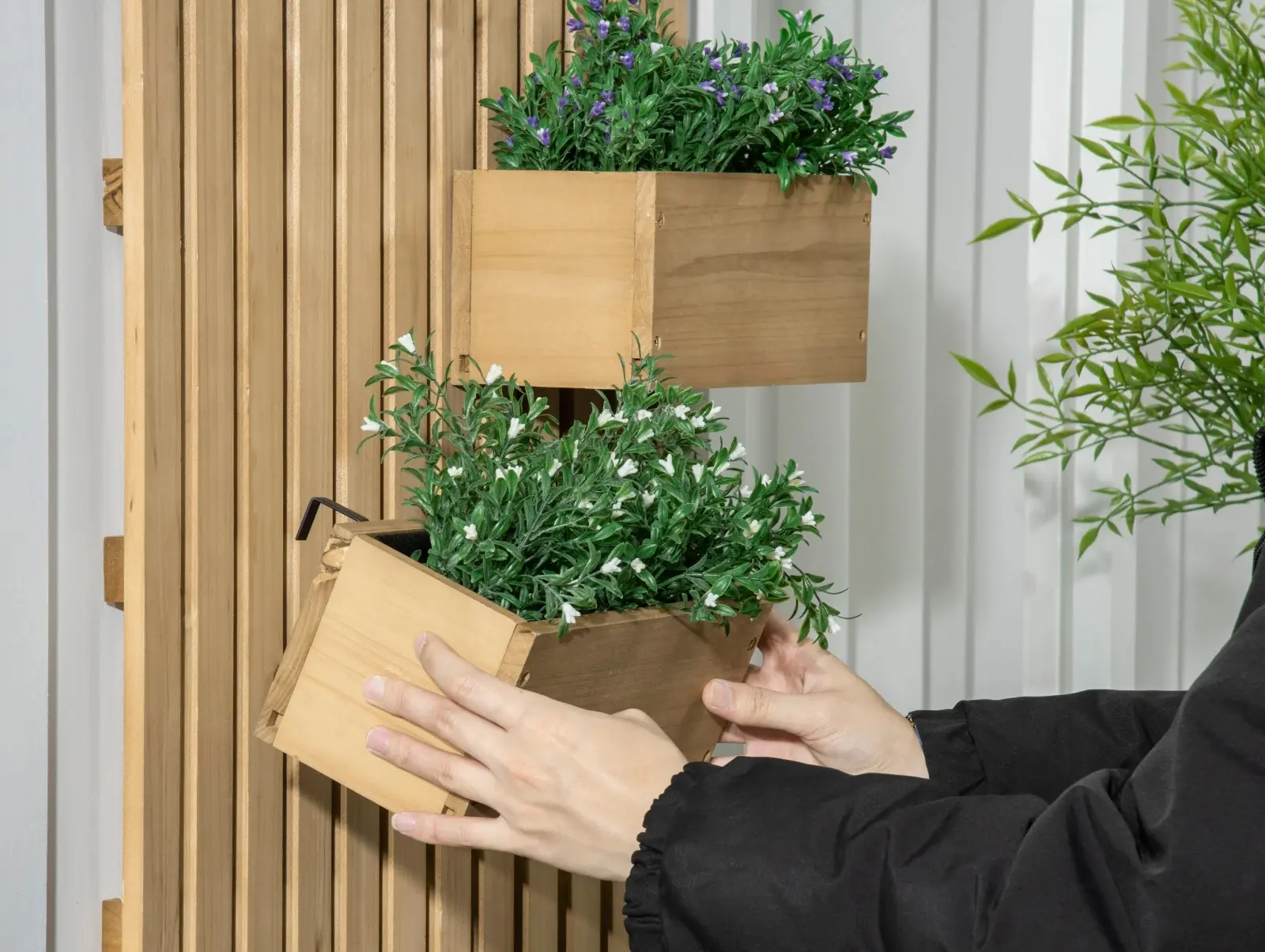 Spalier cu jardiniere Outsunny 845-796V00ND (Natural)