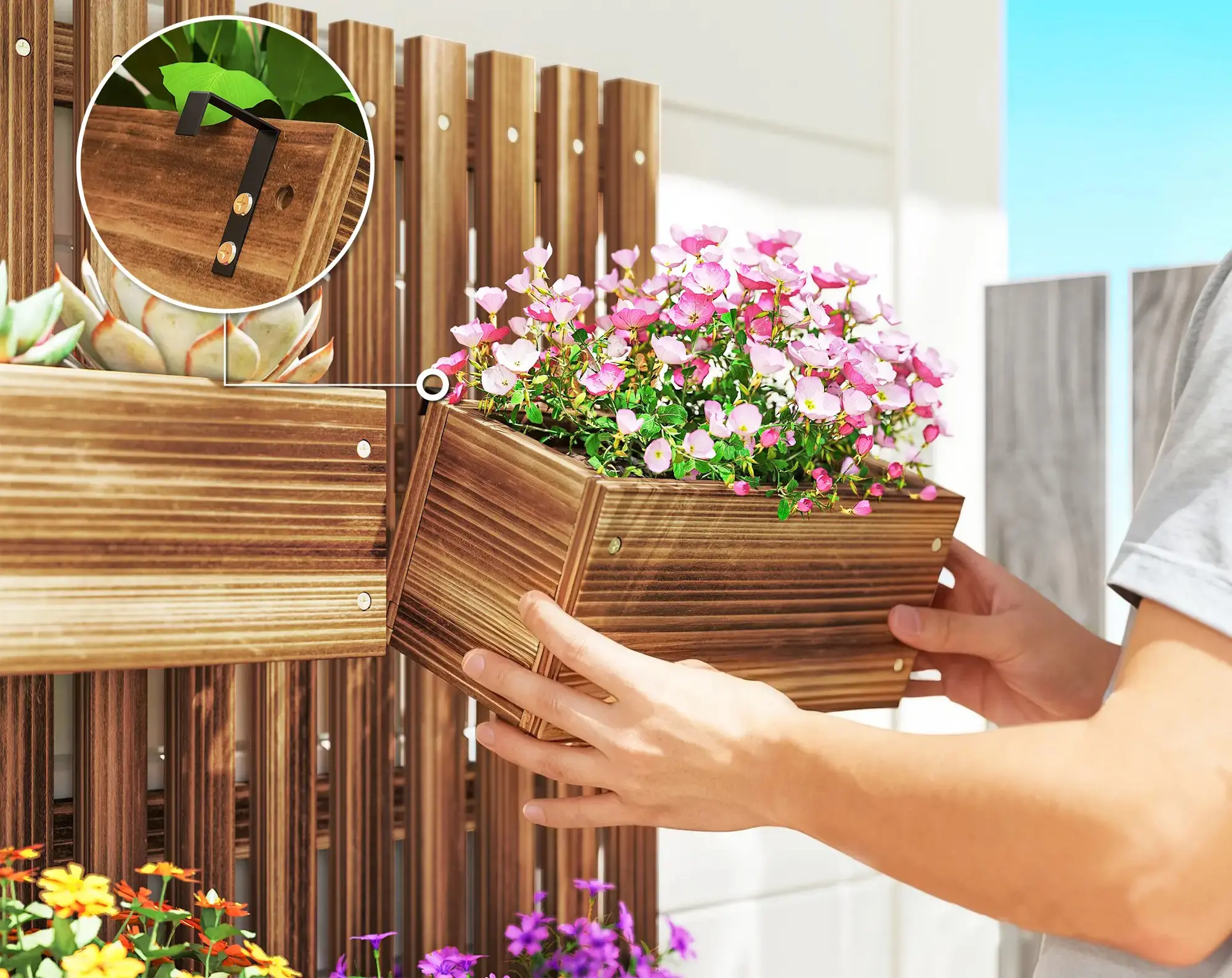 Шпалера с цветочными ящиками Outsunny 845-796V00TN (Natural) - 7