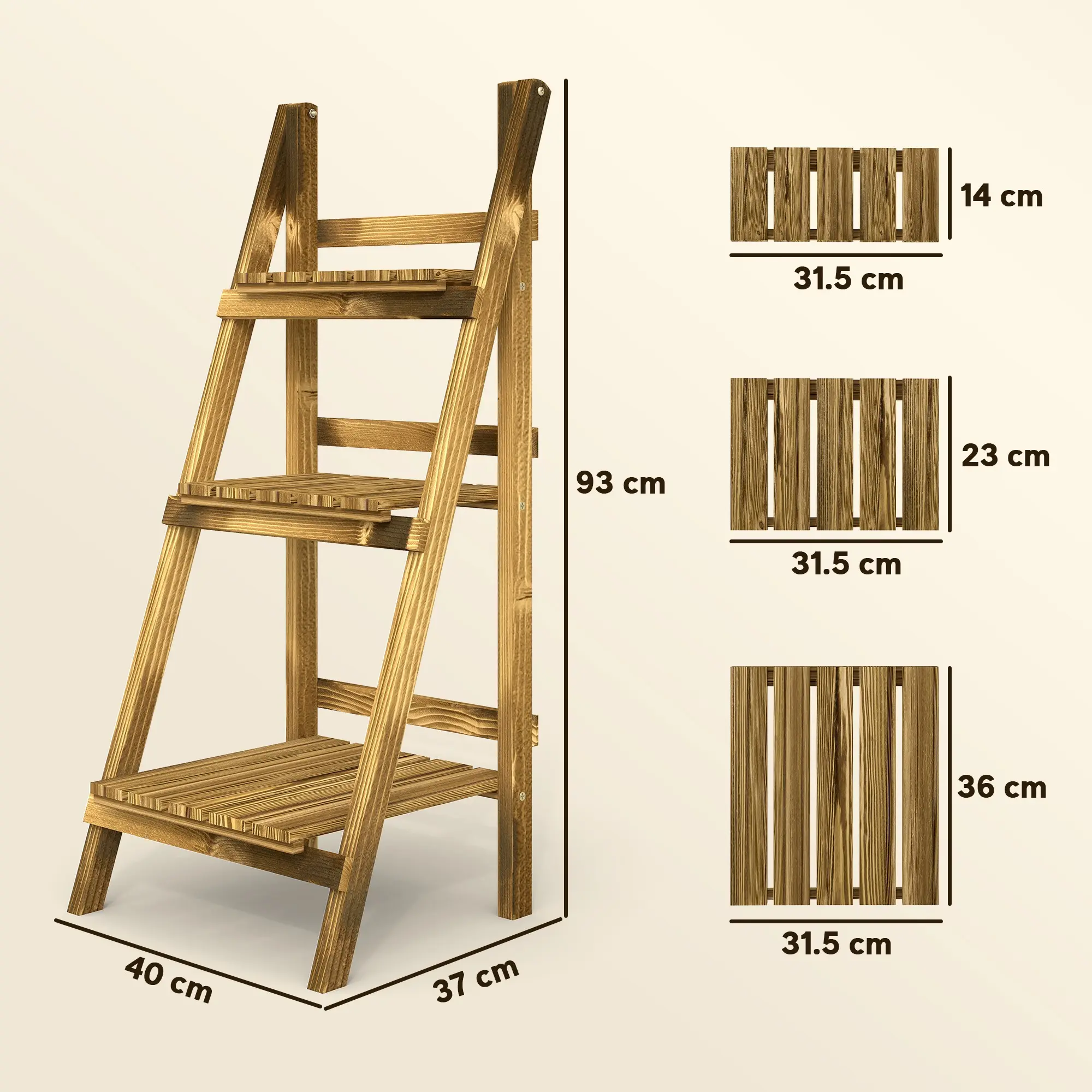 Складной стеллаж для цветов Outsunny 845-111 (Natural) - 8