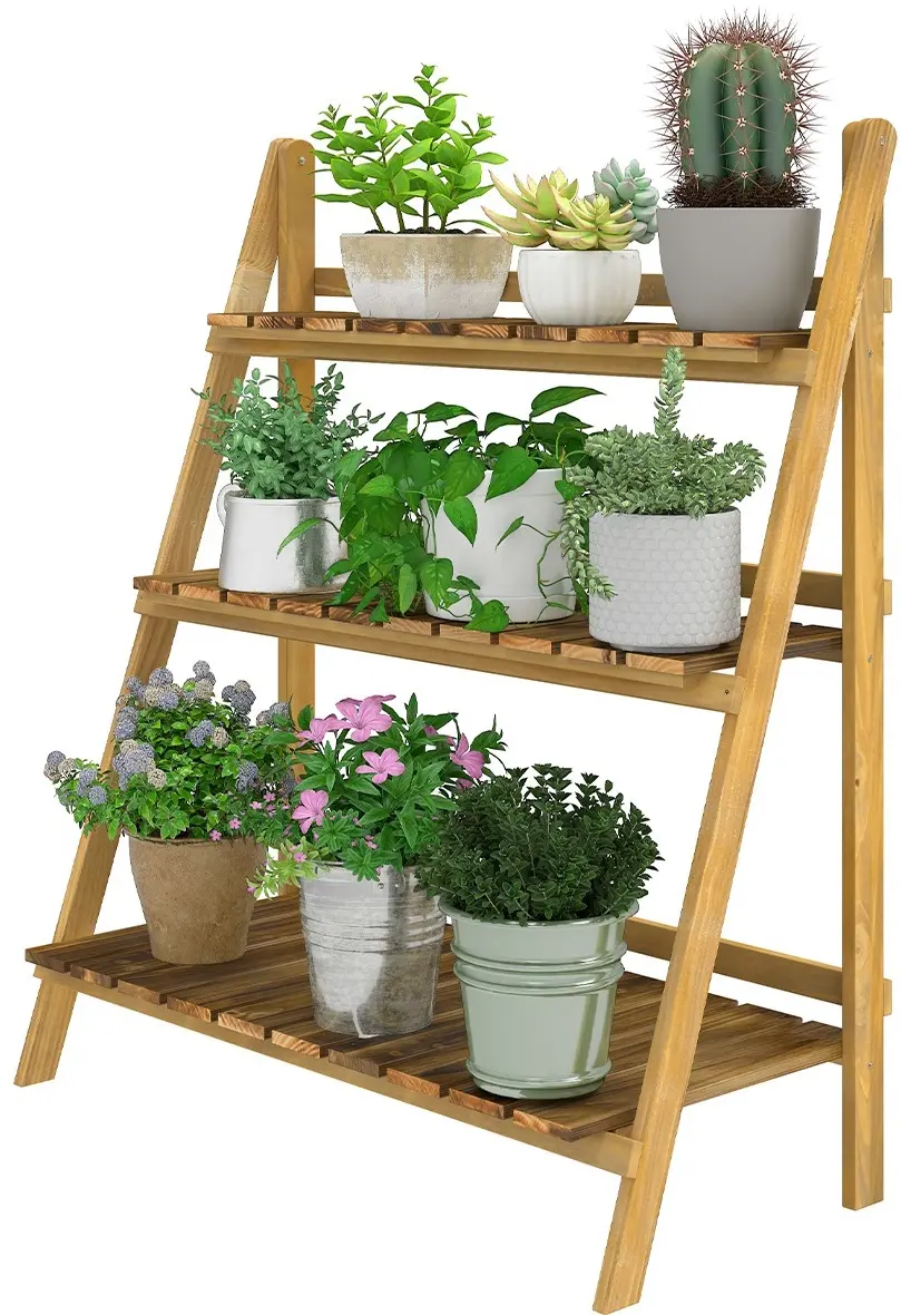 Складной стеллаж для цветов Outsunny 845-112 (Natural) - 4