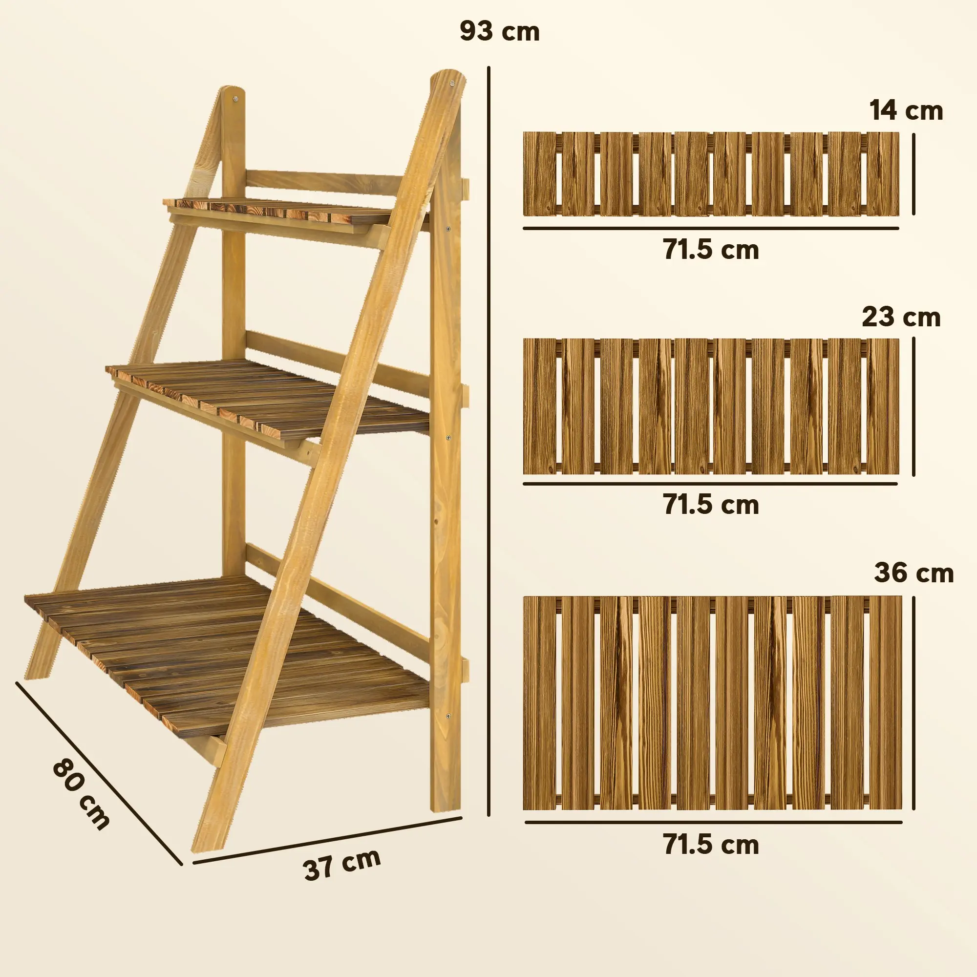 Складной стеллаж для цветов Outsunny 845-112 (Natural) - 5