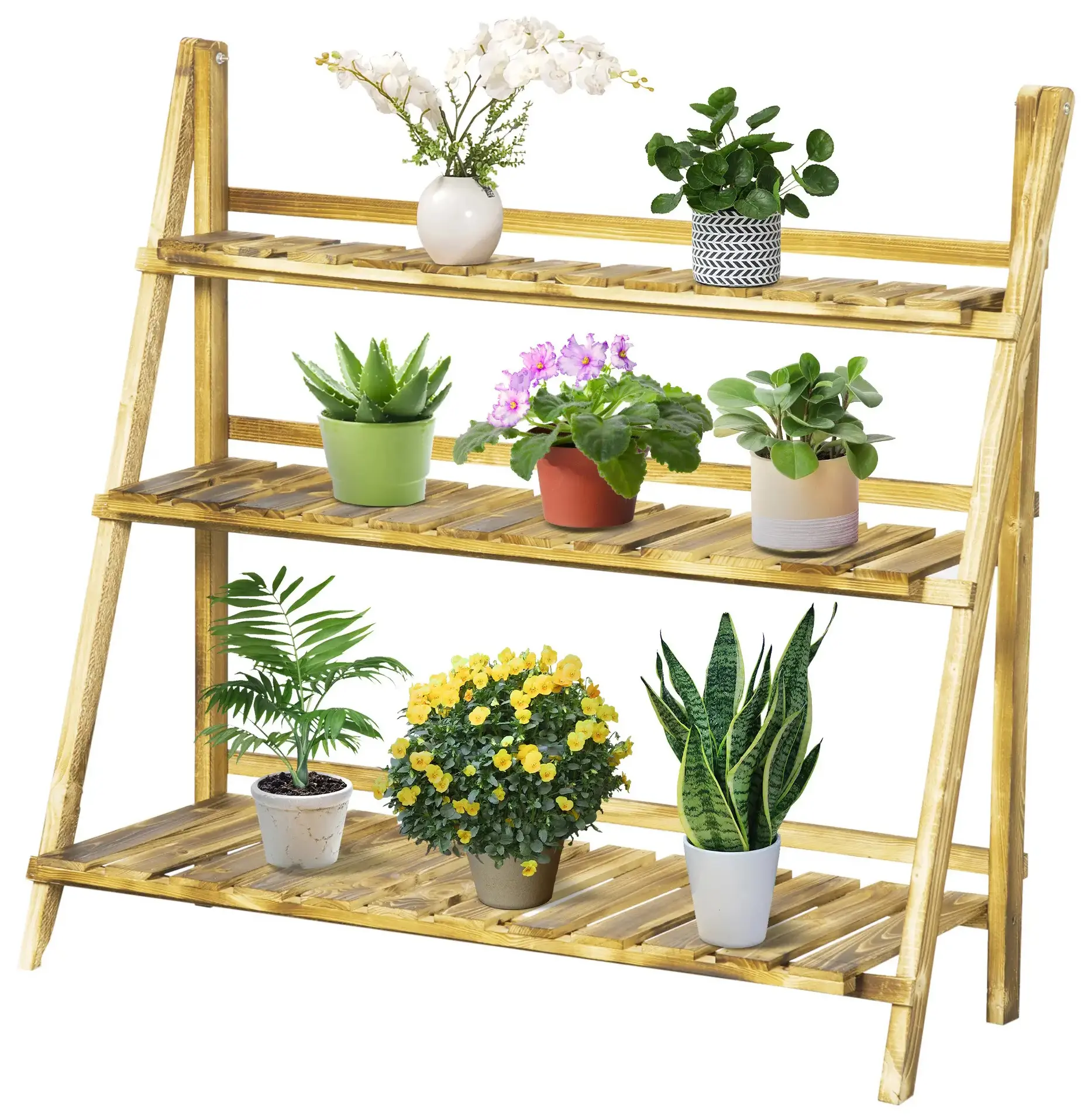 Etajera pliabila pentru flori Outsunny 845-113 (Natural) - 2