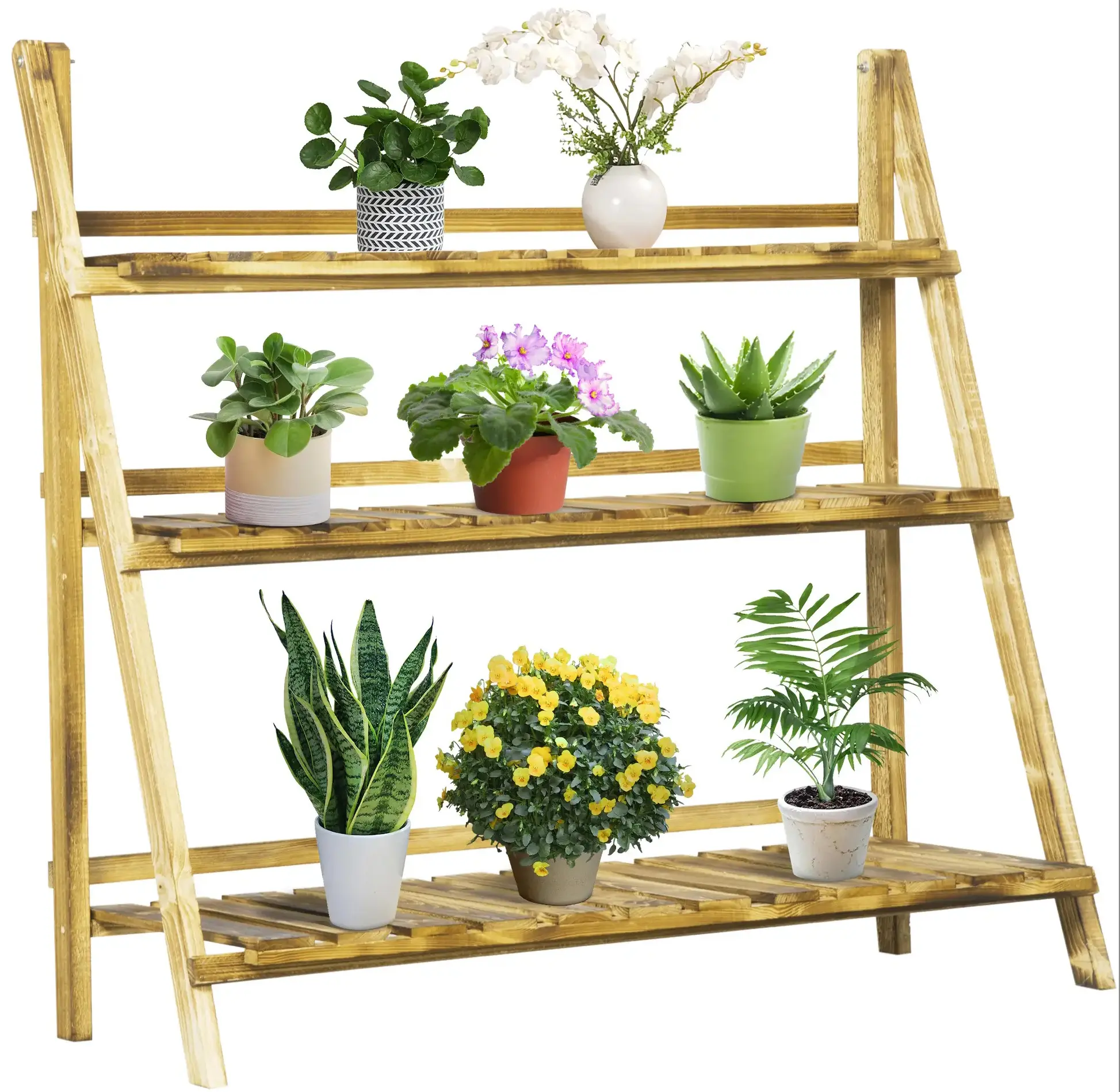 Etajera pliabila pentru flori Outsunny 845-113 (Natural) - 4